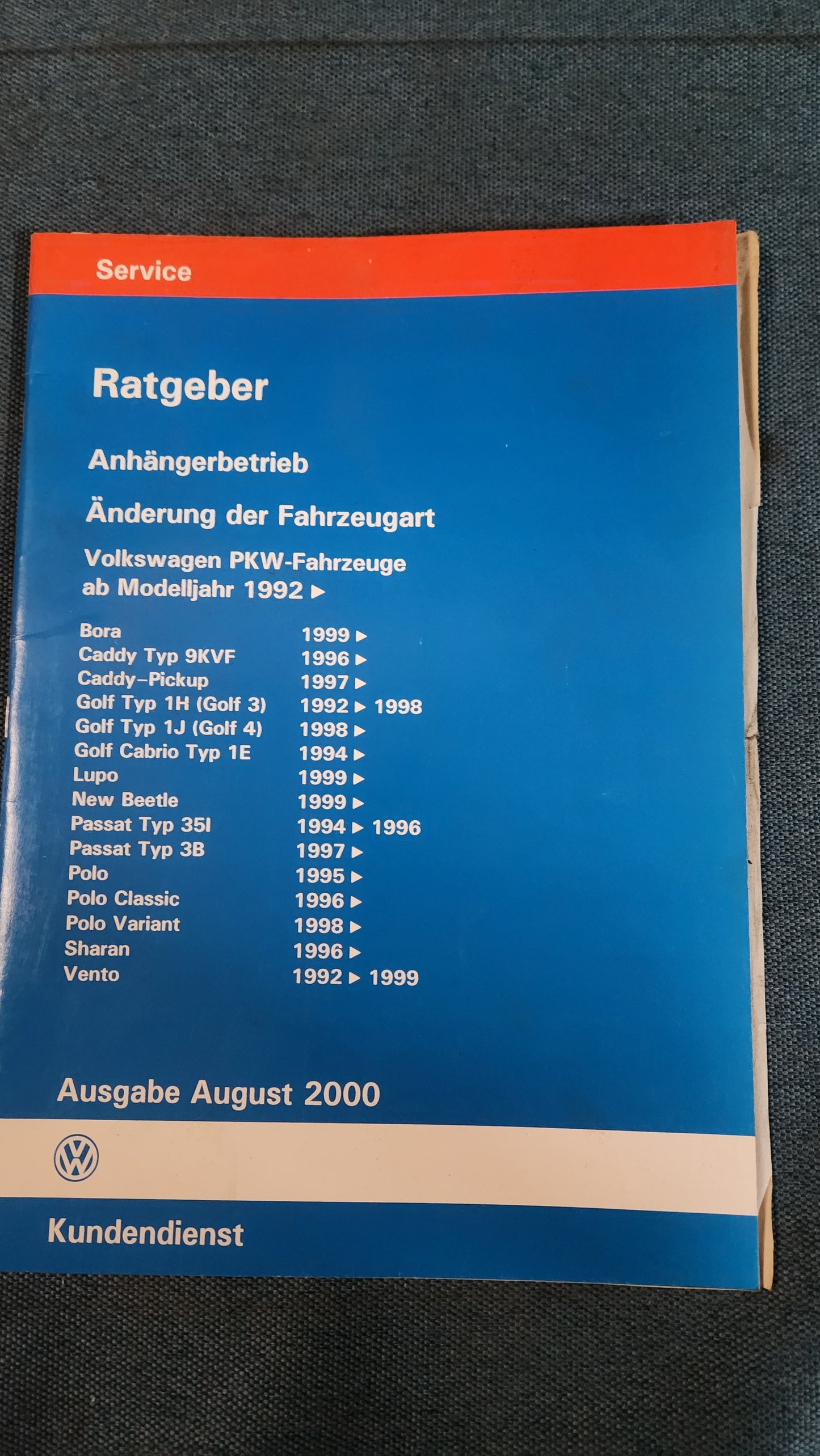 Ratgeber Anhängerbetrieb Bora Golf 3/4 Caddy 9KV Passat B3 35I 3B Polo 6N Vento Werkstattbuch Reparaturleitfaden