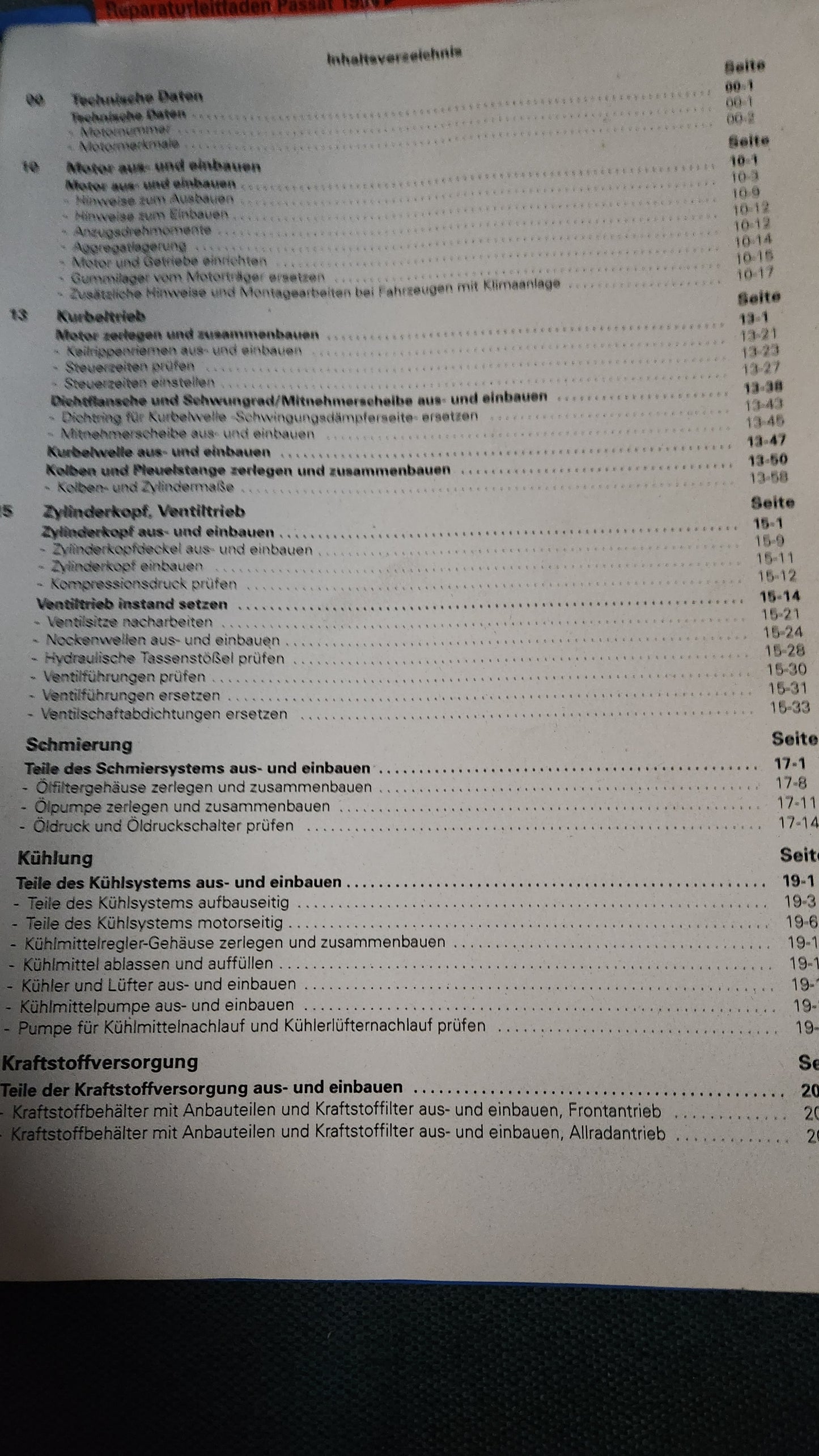 Passat B4 35I AAA ABV Motor Reparaturleitfaden Werkstattbuch