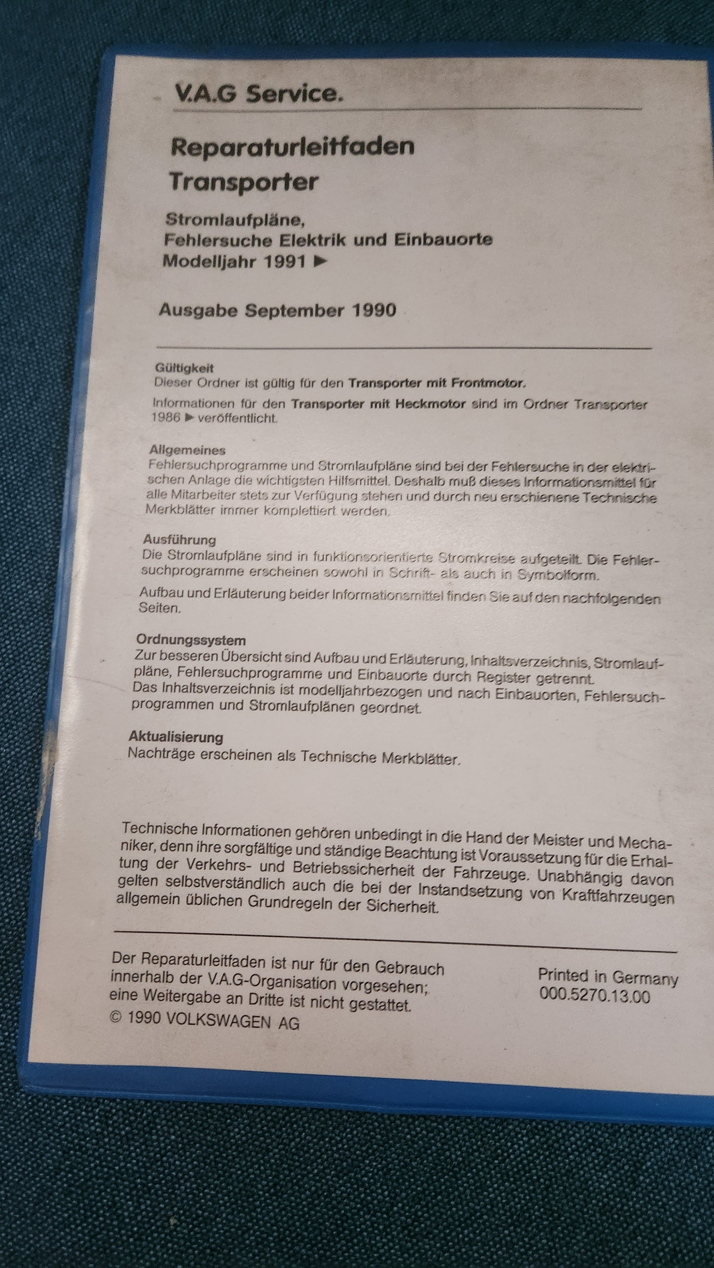 T4 Bus Stromlaufpläne Reparaturleitfaden Werkstattbuch