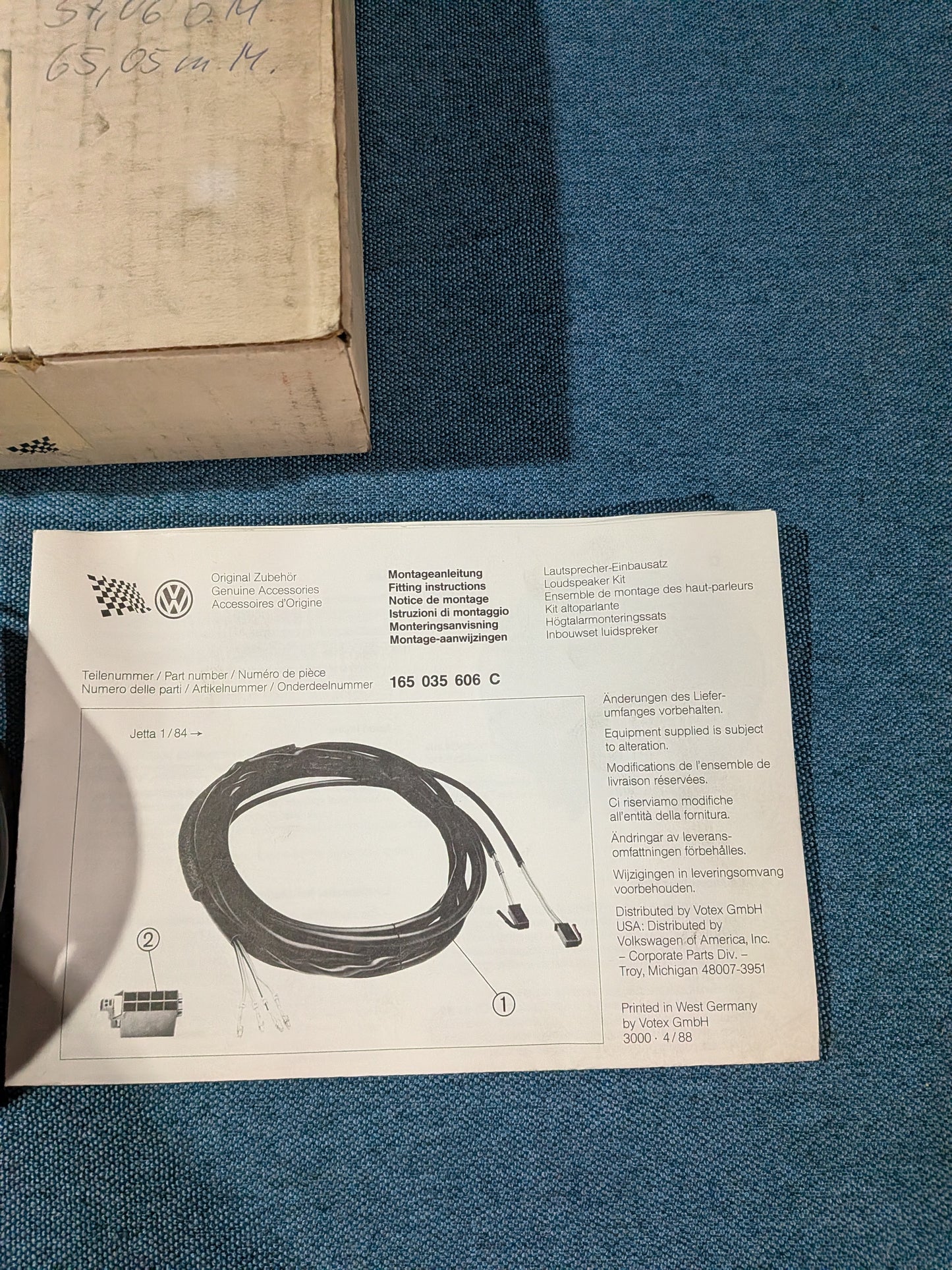Lautsprecher Kabel Einbausatz Jetta 2 165035606C NOS F6
