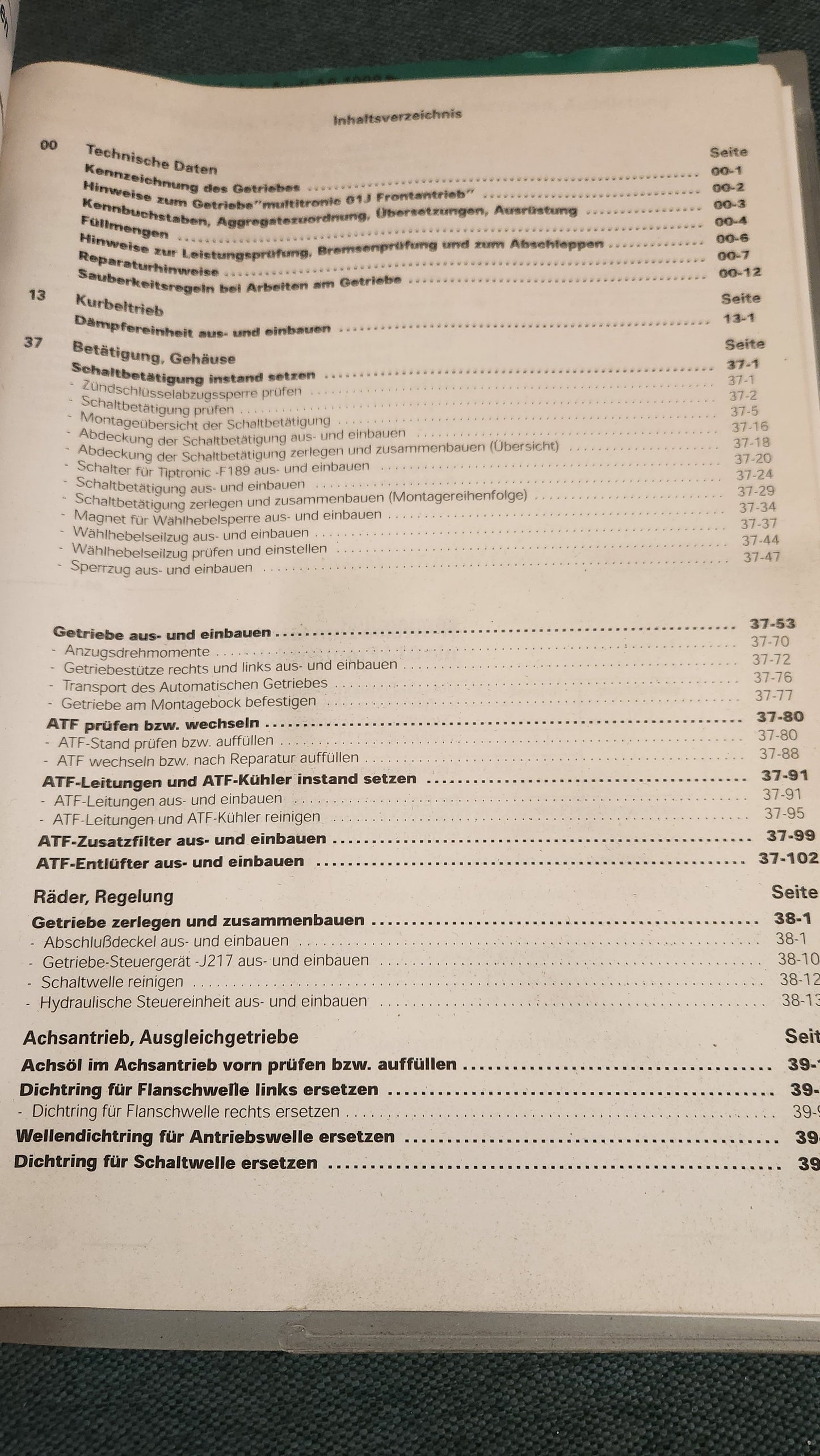 Audi A6 C5 Multitronic 01J Front-wheel drive Repair manual Workshop manual