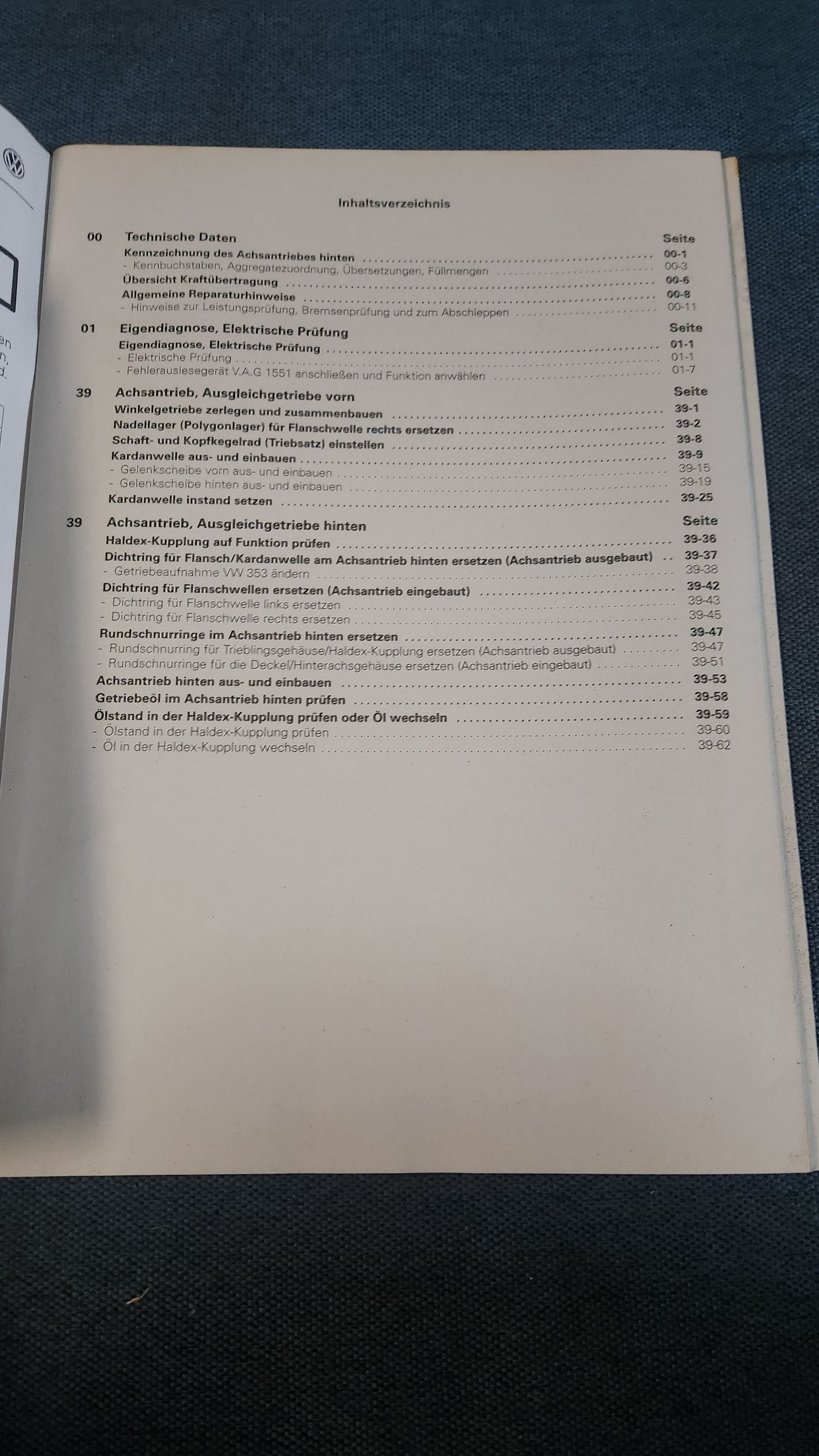 Golf 4 Bora 5 und 6 Gang Schaltgetriebe 02M Allradantrieb/Achsantrieb Reparaturleitfaden Werkstattbuch