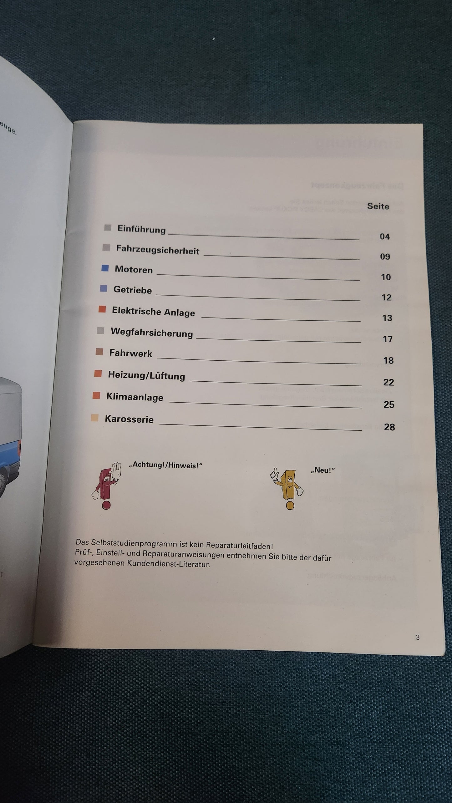 Volkswagen Caddy 9KV Pickup Selbststudienprogramm Nr. 184 Reparaturleitfaden Werkstattbuch