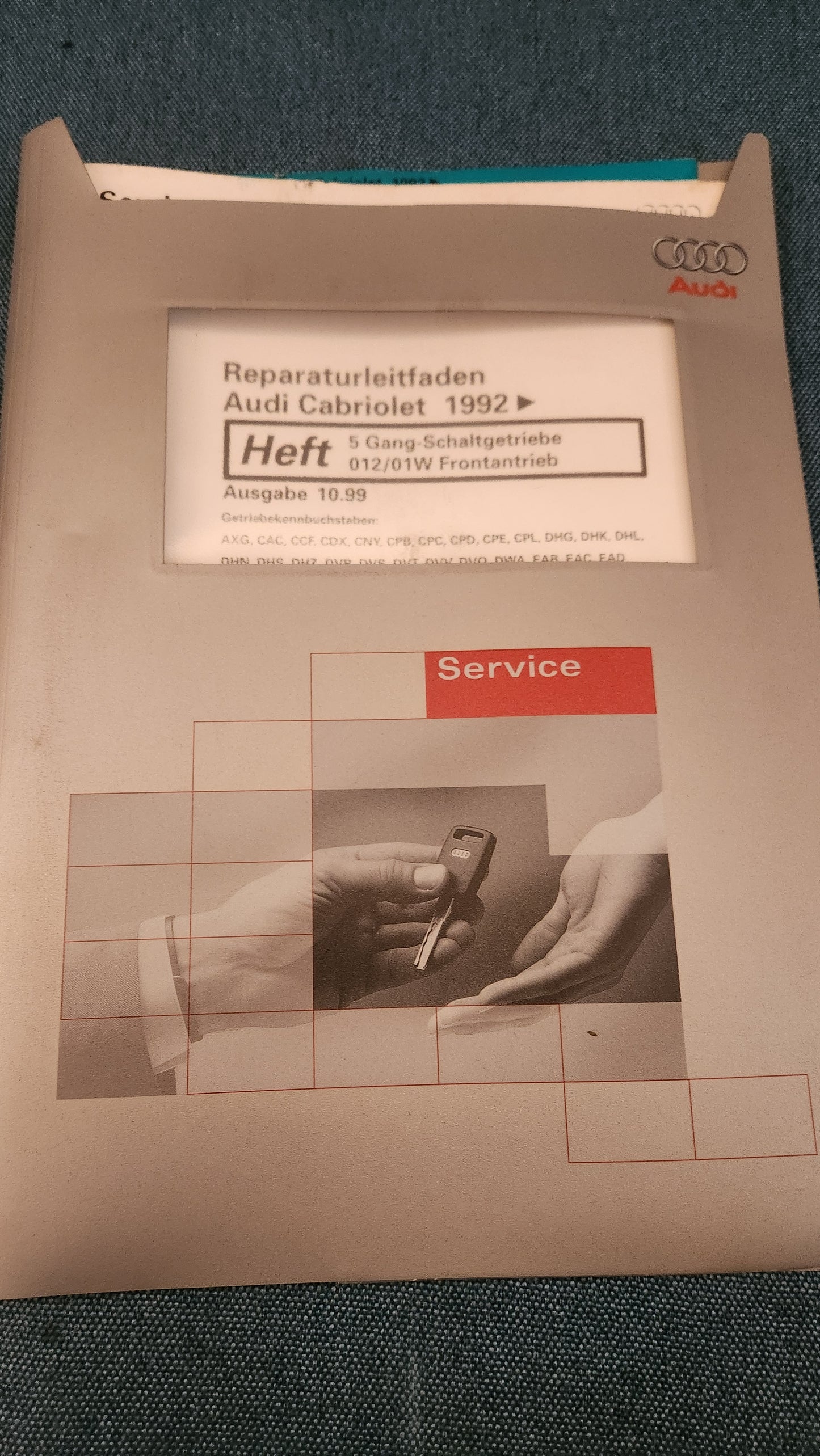 Audi 80 Type 89 Cabriolet Repair Manual 5-Speed ​​Manual Transmission 012/01W Front-Wheel Drive Workshop Manual