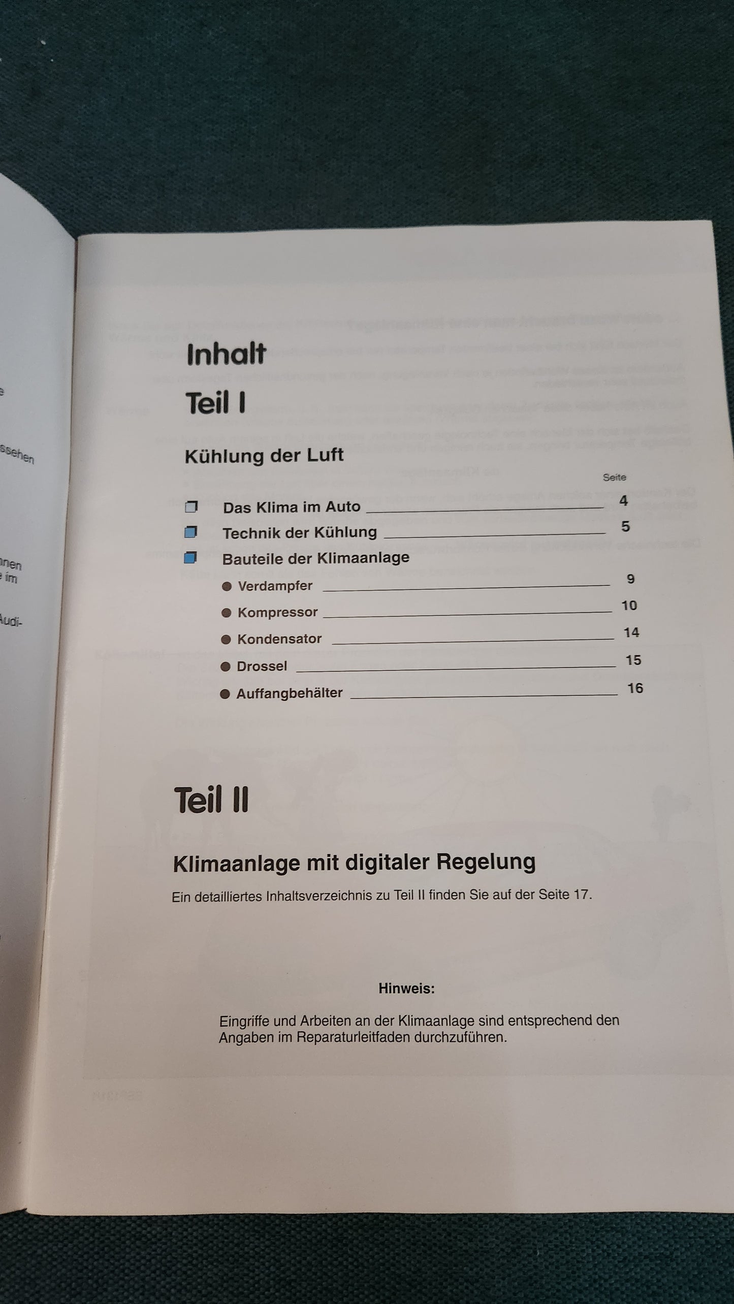 Klimaanlage Audi 100 C4 1991 Selbststudienprogramm Nr. 131 Reparaturleitfaden Werkstattbuch