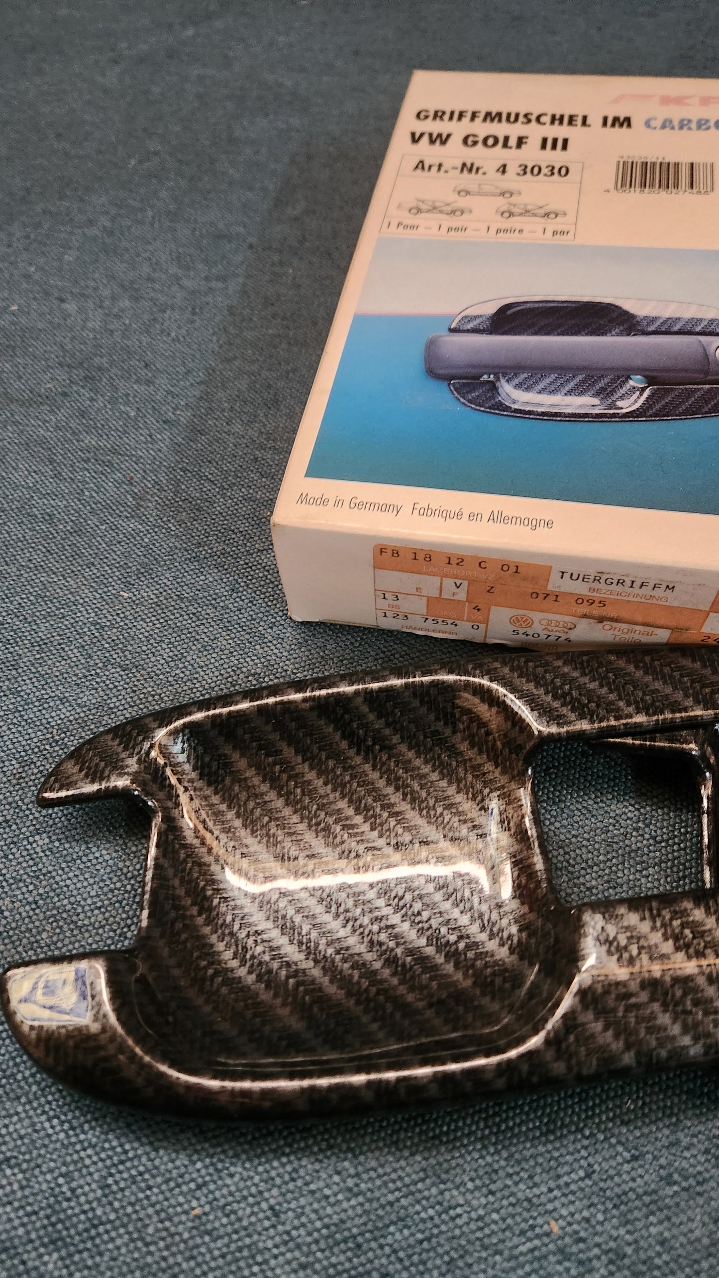 Golf 3 Kamei Griffmuschel im Carbon Look 43030 ohne Montage Material Nos G7