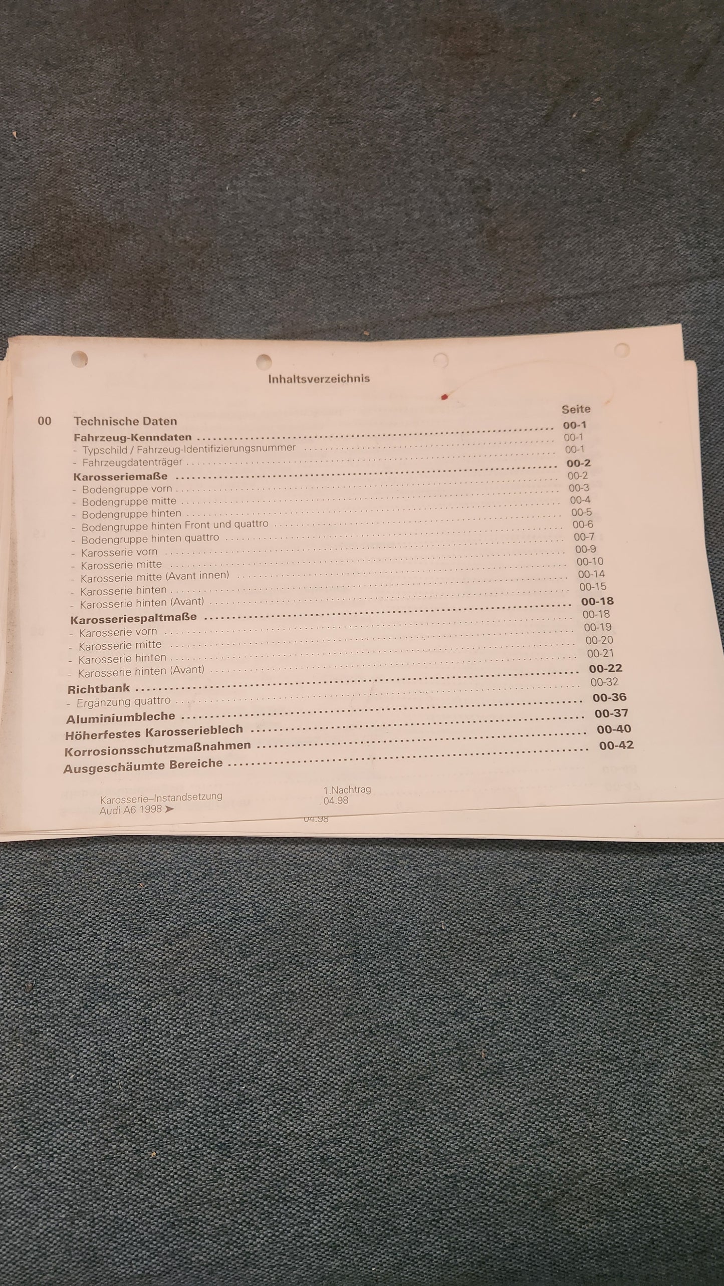 Audi A6 C5 Body Repair Supplement Repair Manual Workshop Manual