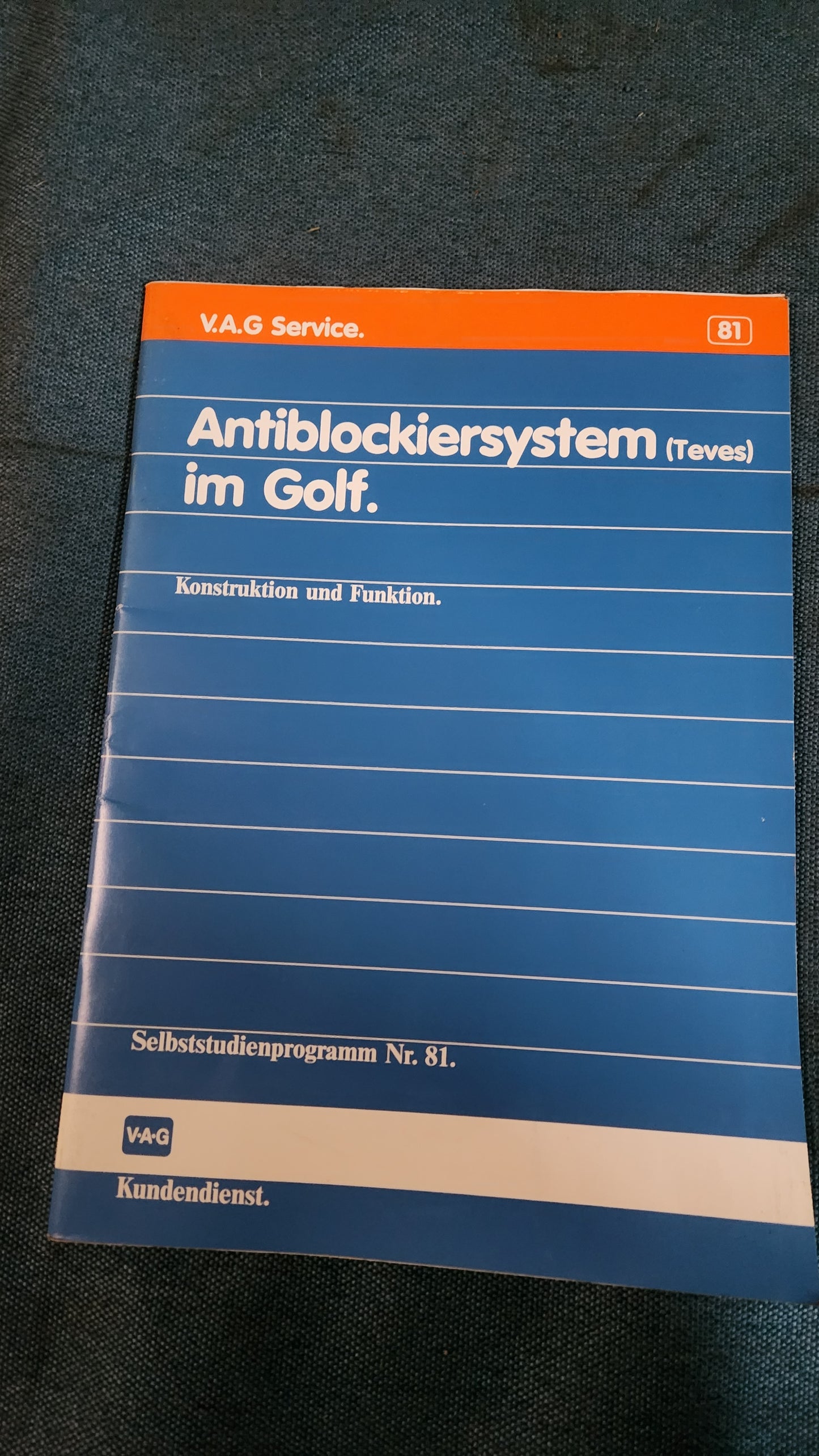 Anti-lock braking system in the Golf Self-study program No. 81 Workshop booklet