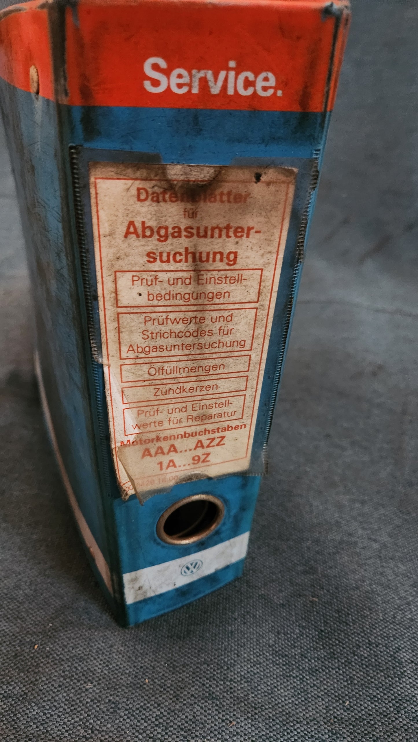 Data sheets for emissions testing AAA-AAZ VW Audi Repair manual Workshop manual