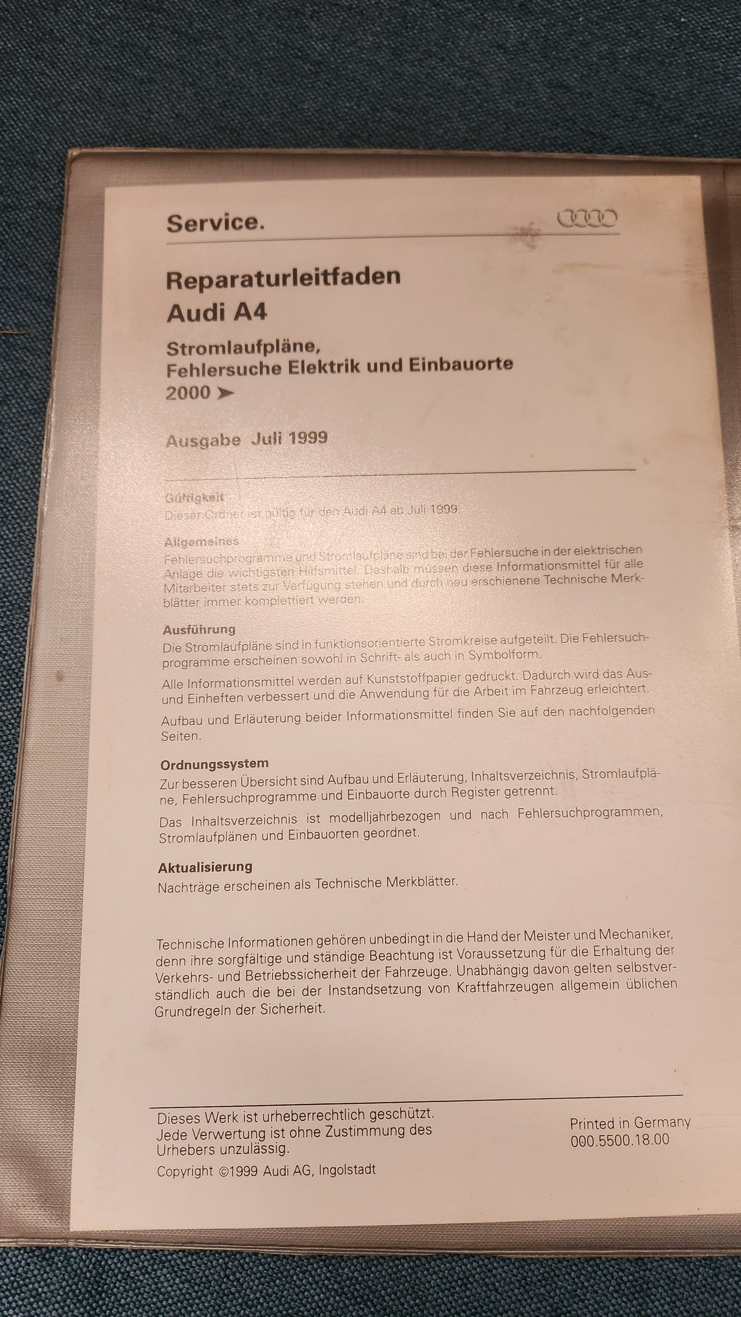 Audi A4 B5 Stromlaufpläne Reparaturleitfaden Werkstattbuch