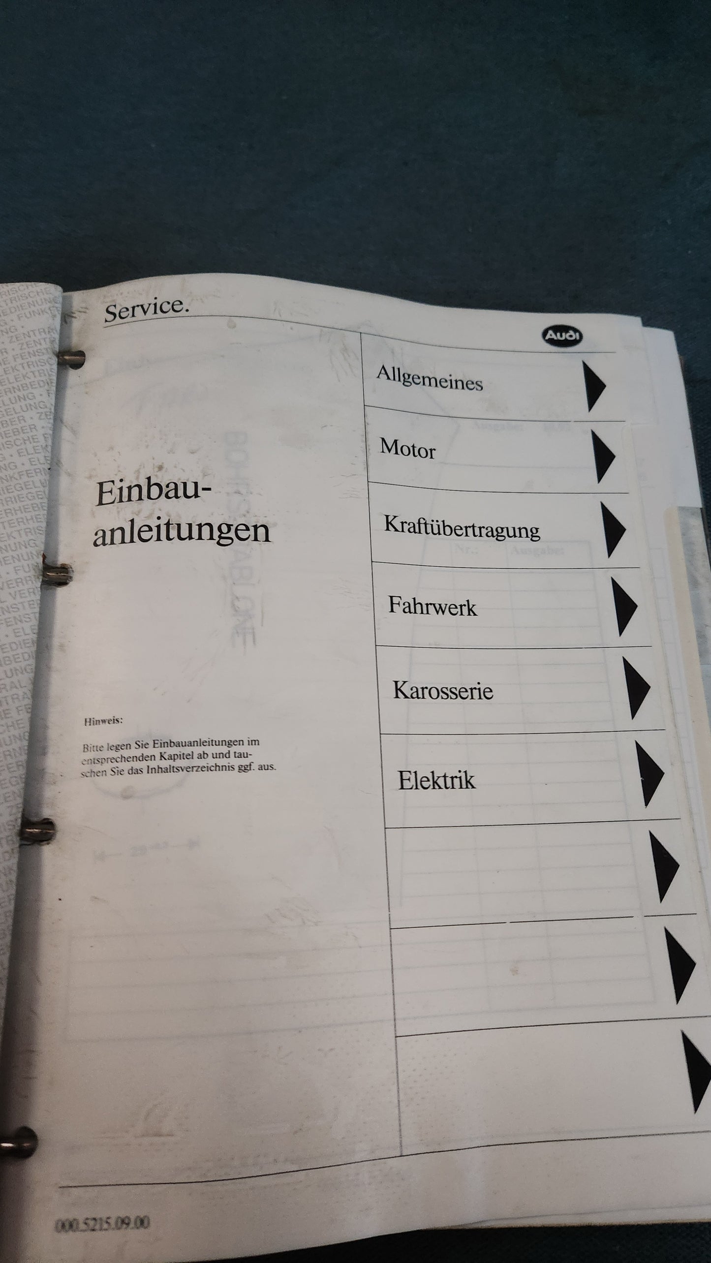 Installation instructions for Golf 2, Audi 100/200 C3, Passat B3, Audi 80 Cabriolet Coupe B3, A3, A4, A6, RS2 V8 B5; Repair manual, workshop manual