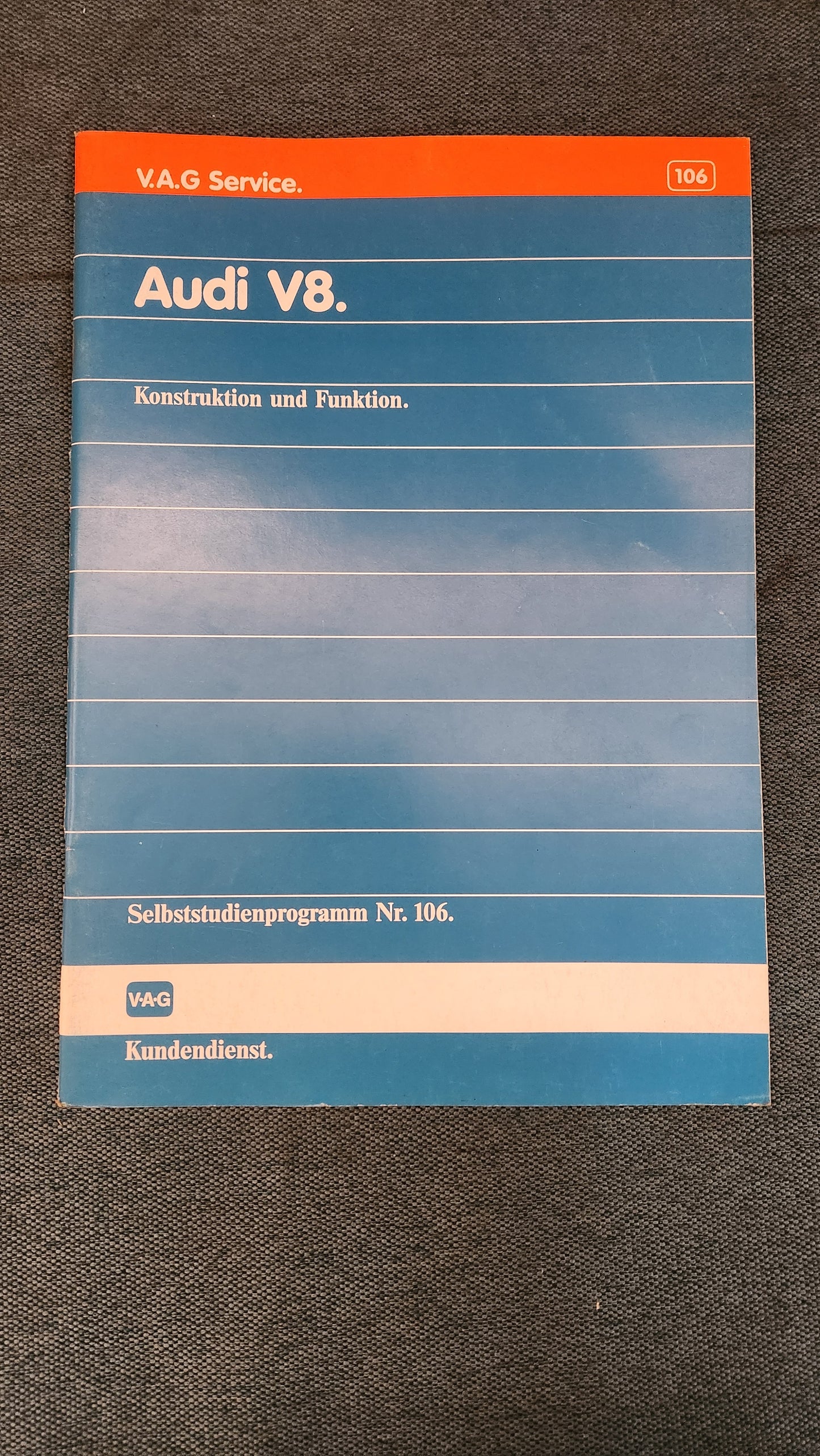 Audi V8 Selbststudienprogramm Nr. 106 Reparaturleitfaden Werkstattbuch