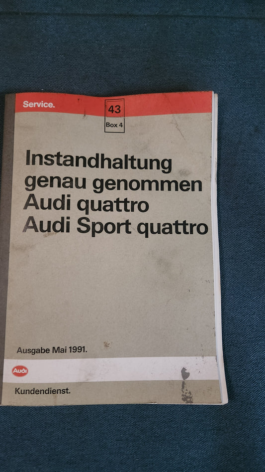 Instandhaltung genaungenommen Audi Quattro Sport Reparaturleitfaden Werkstattbuch