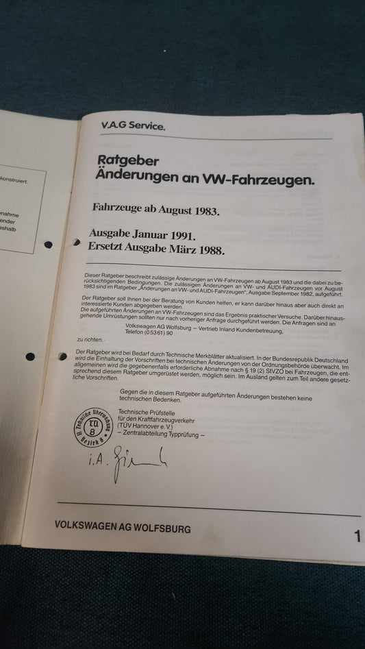 Ratgeber Änderung an Vw-Fahrzeugen Golf 2 Jetta 2 Golf 1 Cabrio Caddy 14D Scirocco 2 Polo 86c Corrado Passat B2 B3 Käfer Werkstattbuch Reparaturleitfaden