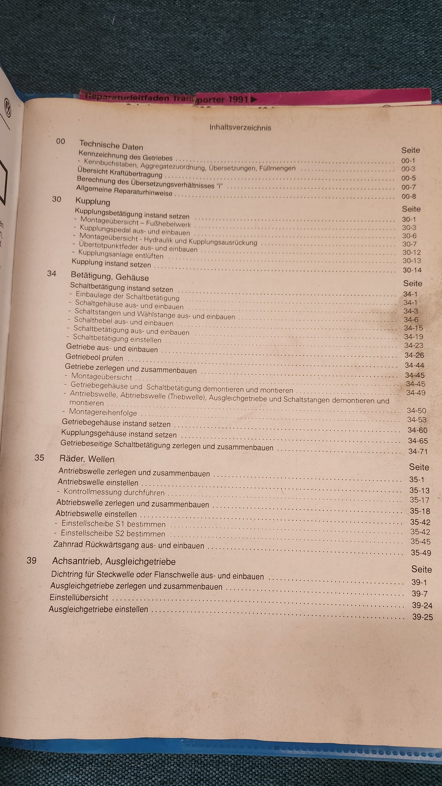 T4 Bus Transporter 5 Gang Schaltgetriebe 02G Reparaturleitfaden Werkstattbuch