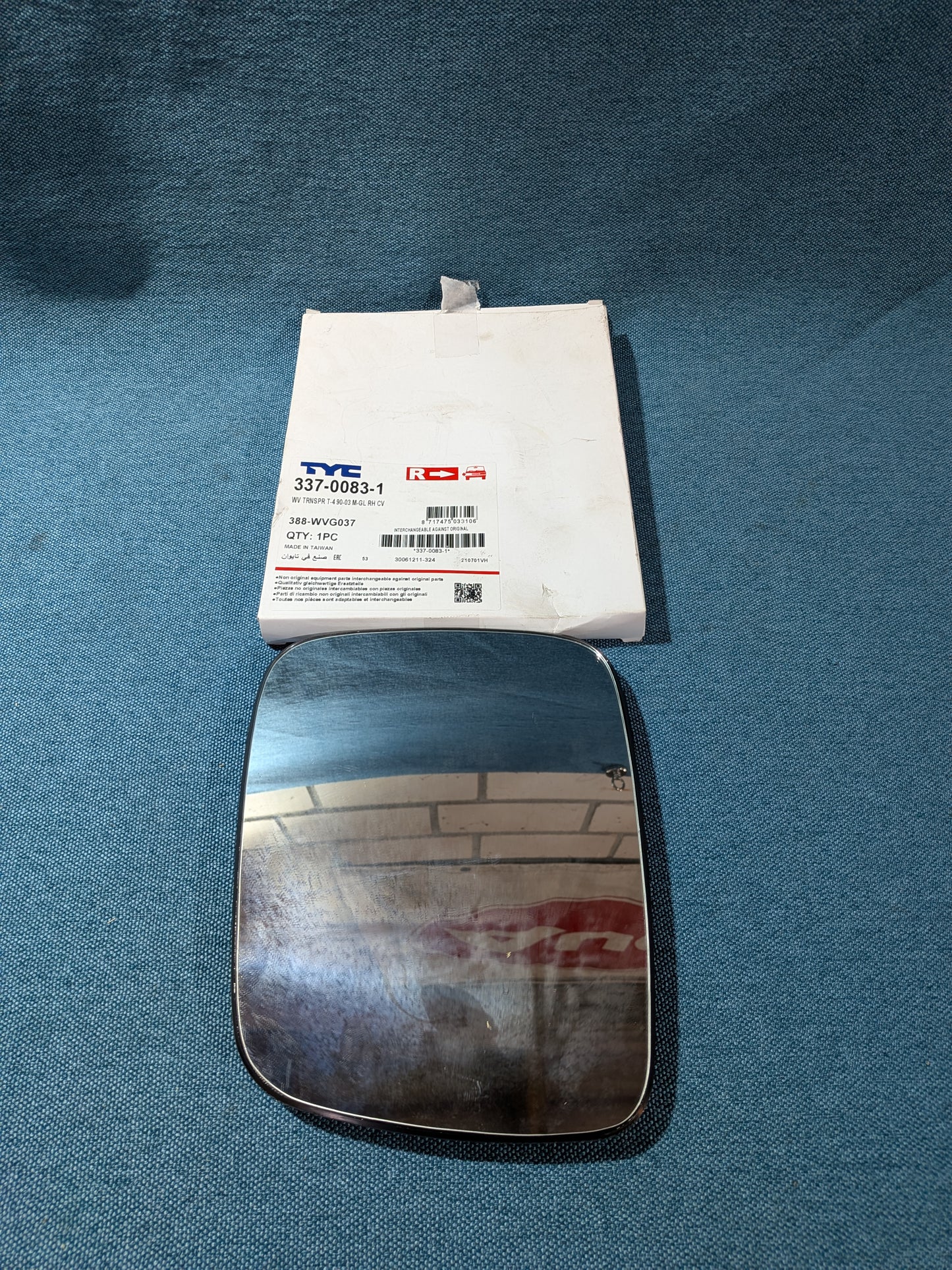 Spiegelglas rechts TYC T4 Bus 701857522L NOS/Neu A23