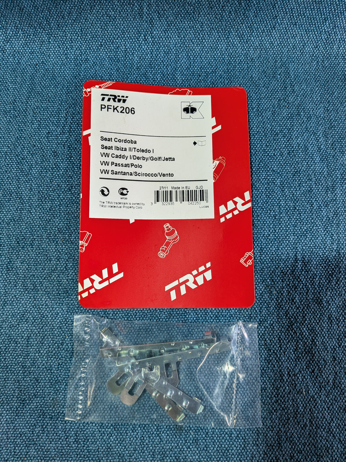 Disc brake pad accessory kit clip TRW PFK206 Caddy 14D/Golf/Jetta/1/2/3/Vento/Passat/B2/B3/Polo/86C/6N/Santana/Scirocco 2 945104800000 NOS/New C8