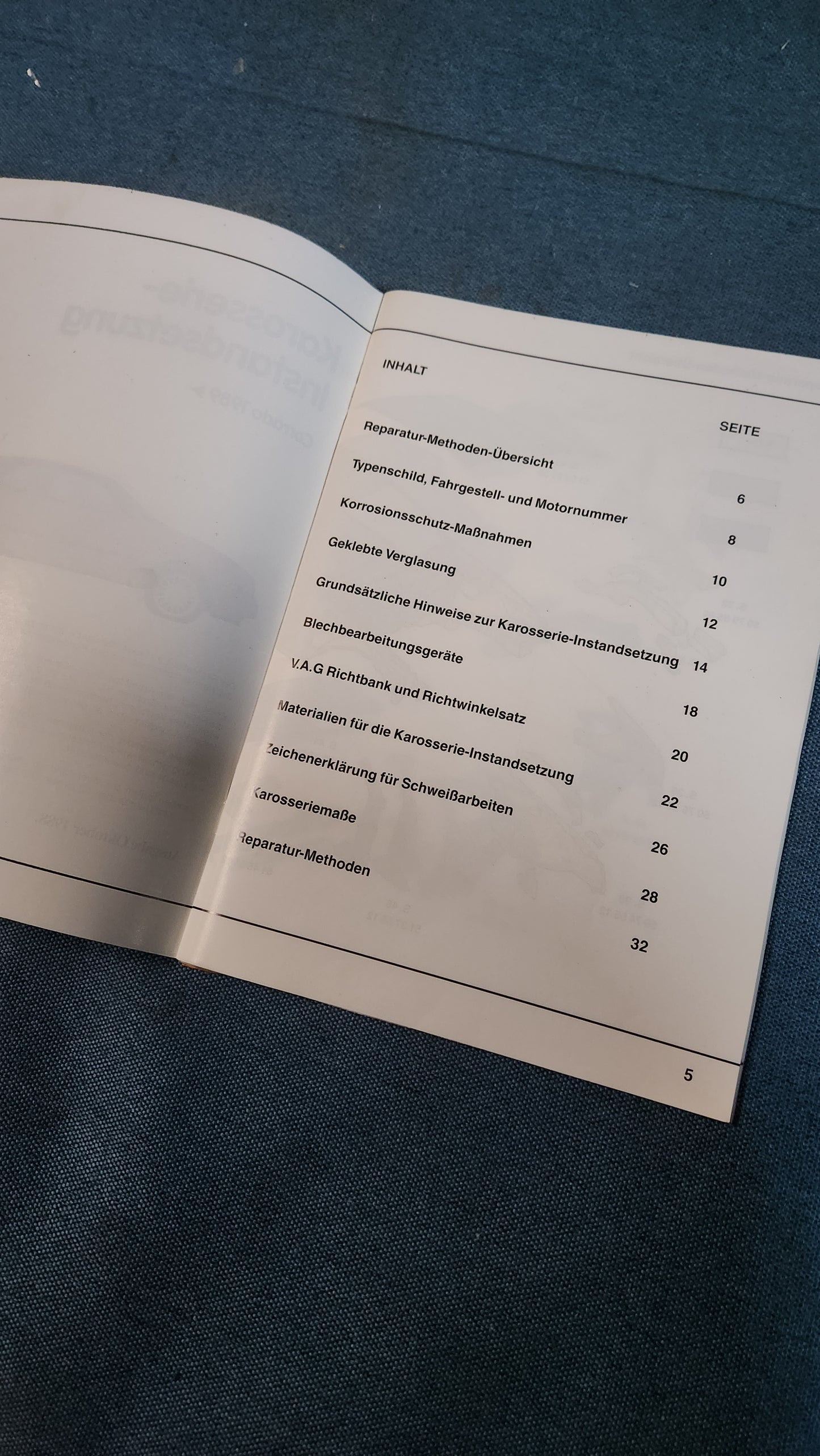 Bodywork Repair Corrado 1989 Repair Manual Workshop Book