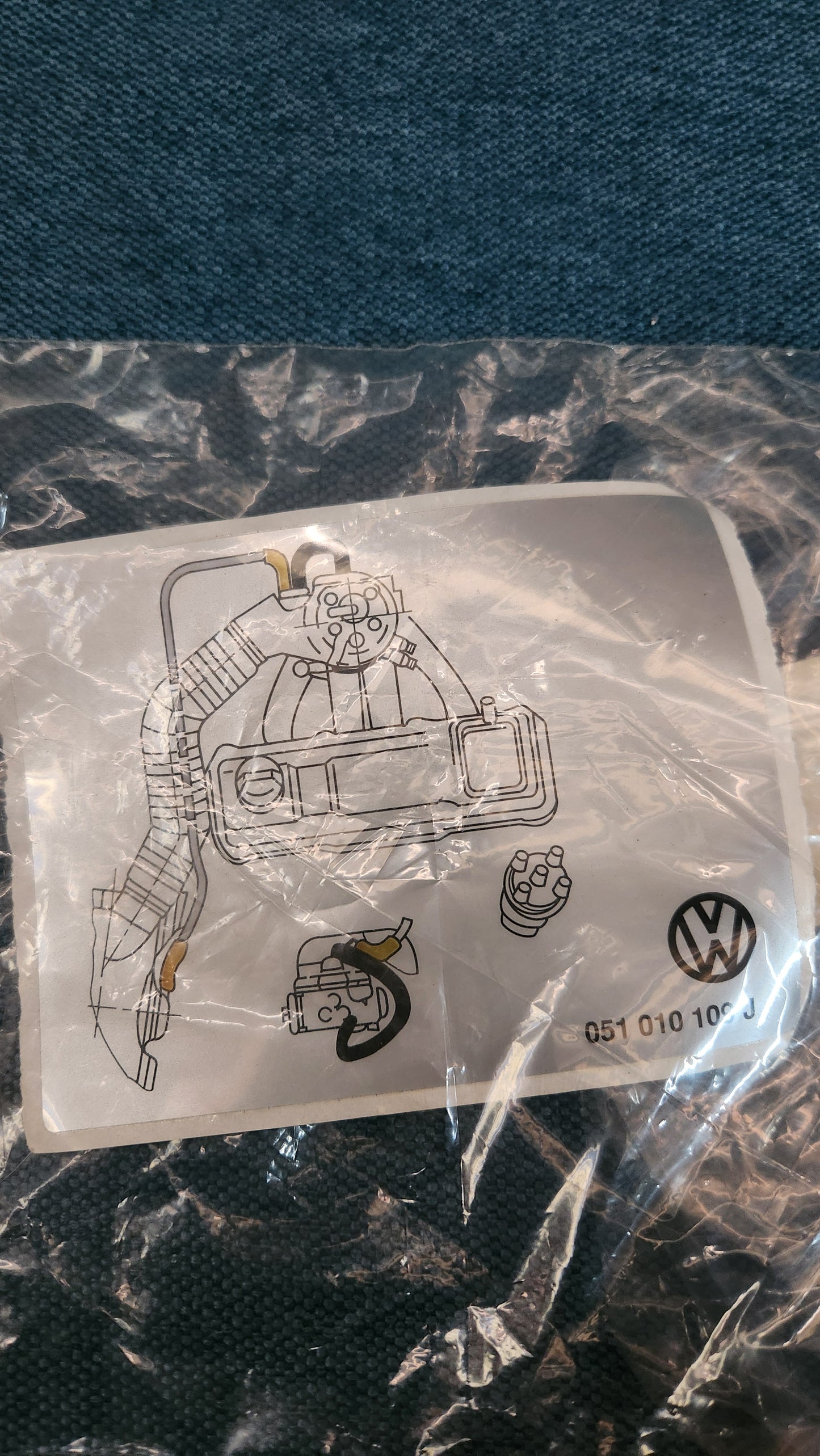 Aufkleber Motor Daten Vacum Golf3/Vento 051010109J Nos J2
