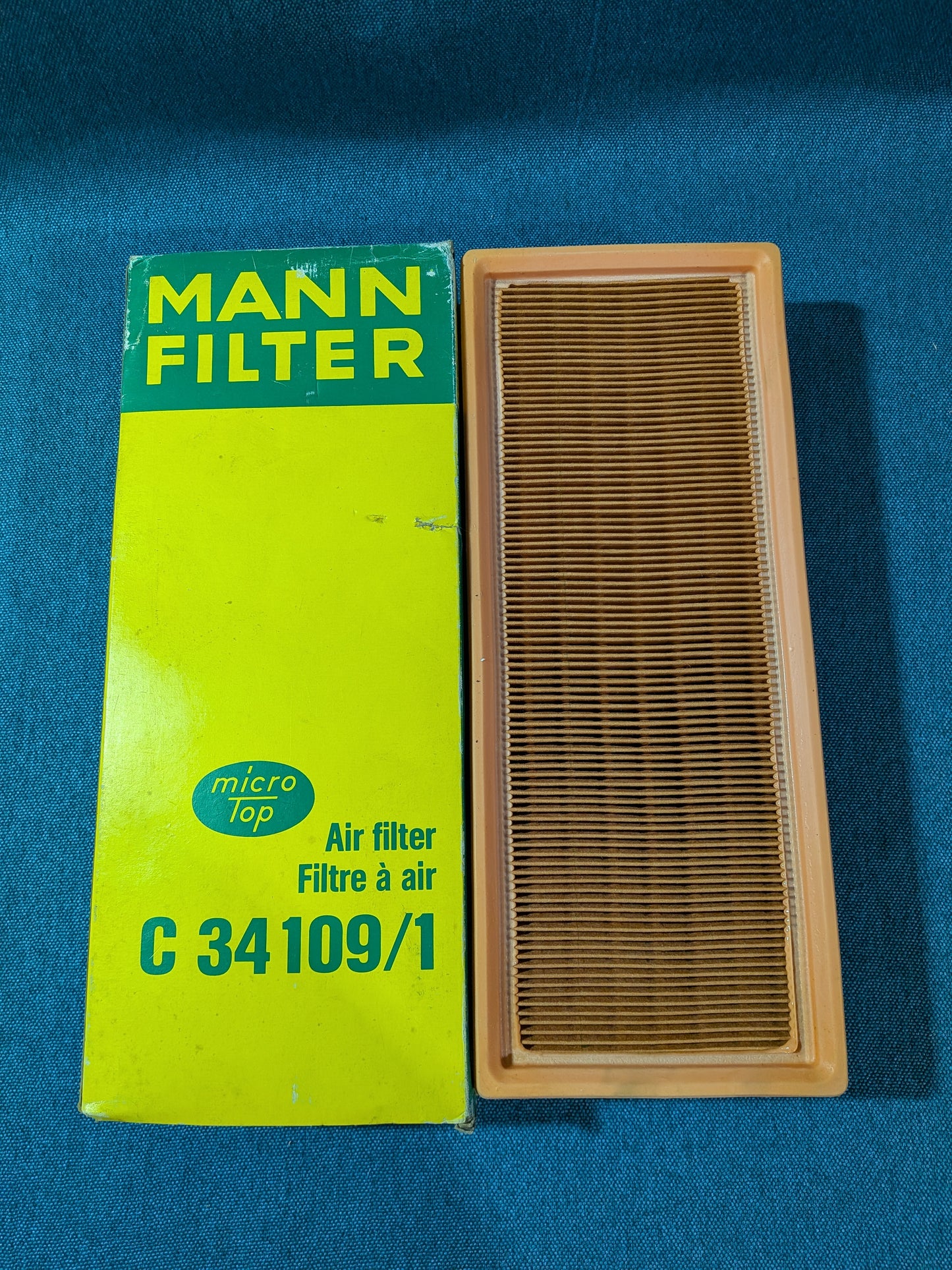 Luftfilter Mann C34109/1 Caddy14D/Golf/Jetta/1/2/Passat/B1/B2/B3/Santana/T3 Bus/Audi 80/90/B2/B3/B4/100/C2/C3/Cabriolet/Coupe/Quattro 681296201 NOS/Neu B9