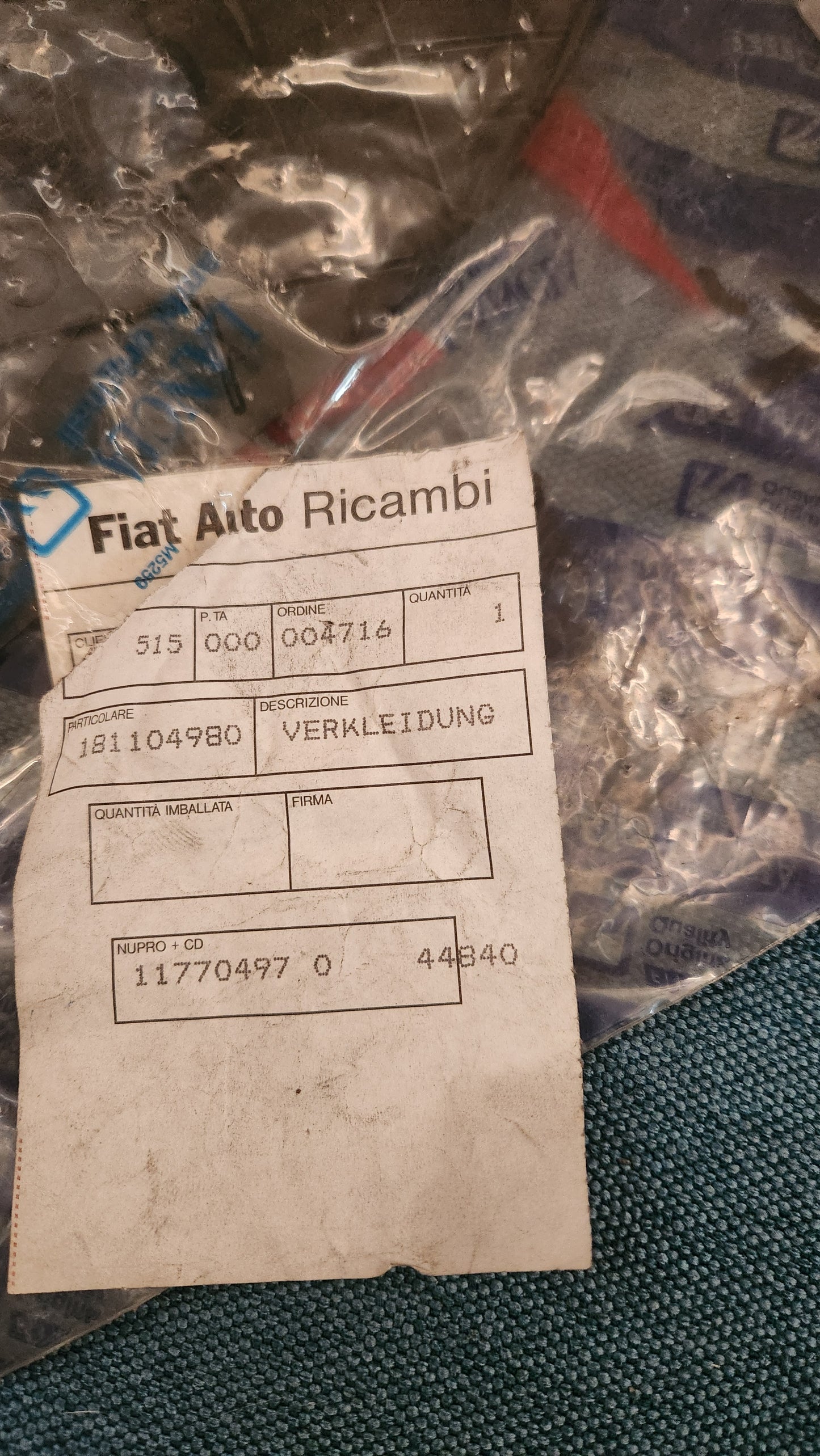 Fiat Tipo Verkleidung Innen Spiegel 181104980 Nos D8