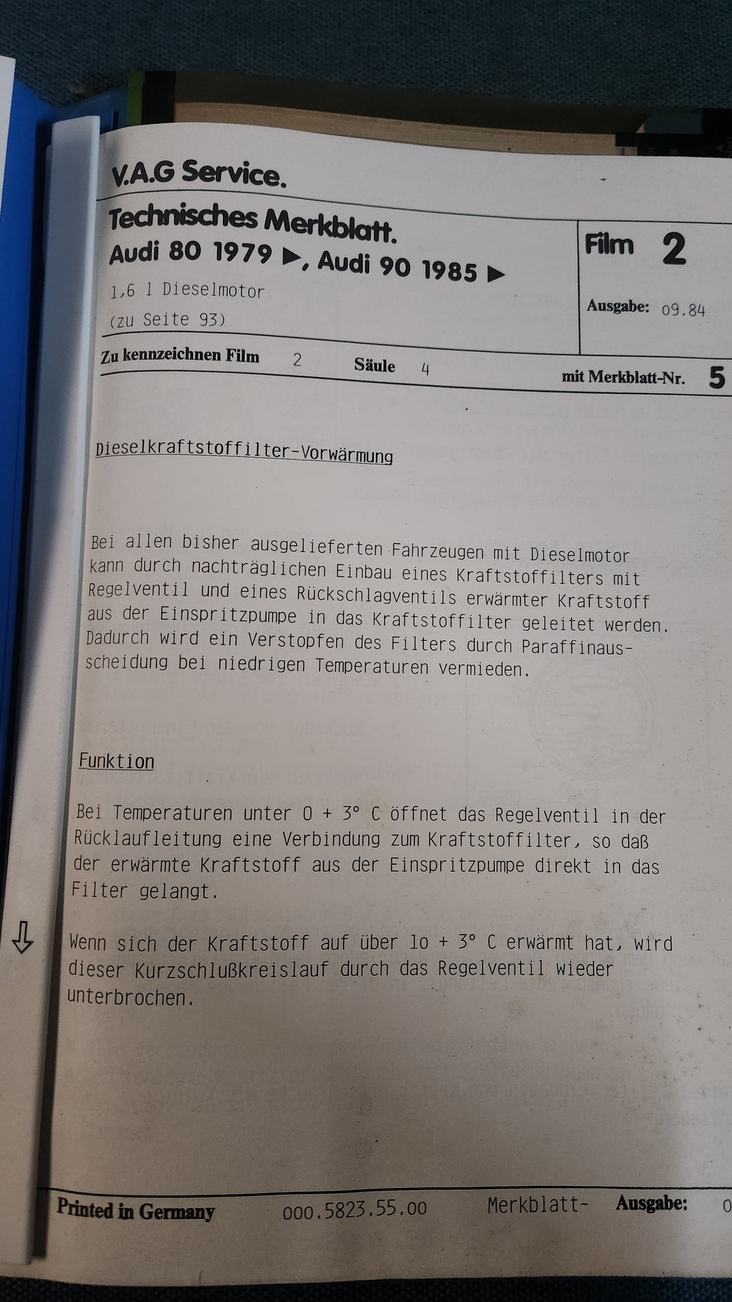 Audi 80/90 B2 Type 81/85 1.6L Diesel Engine 1.9L Carburetor Engine Repair Manual Workshop Manual