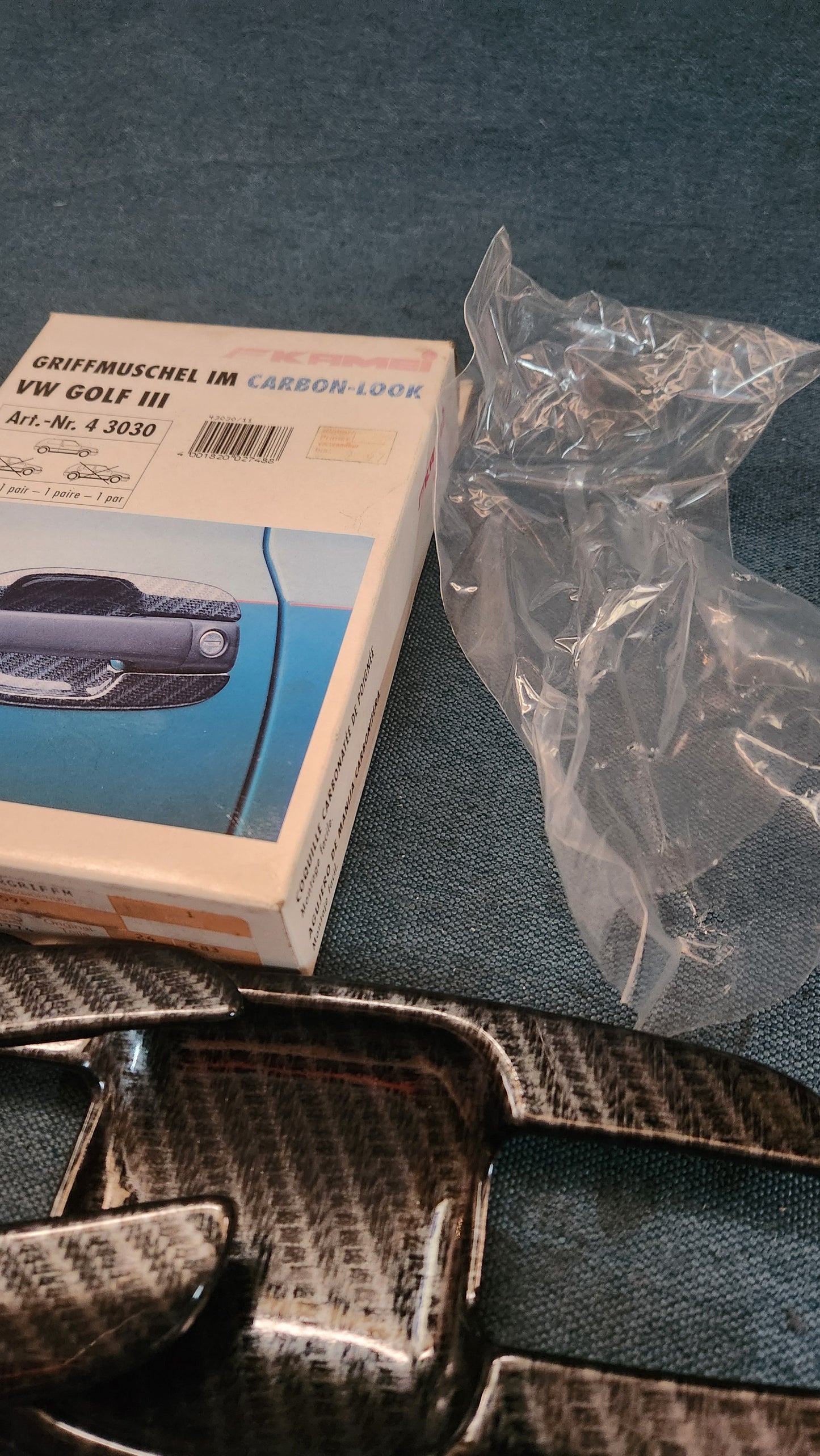 Golf 3 Kamei Griffmuschel im Carbon Look 43030 ohne Montage Material Nos G7