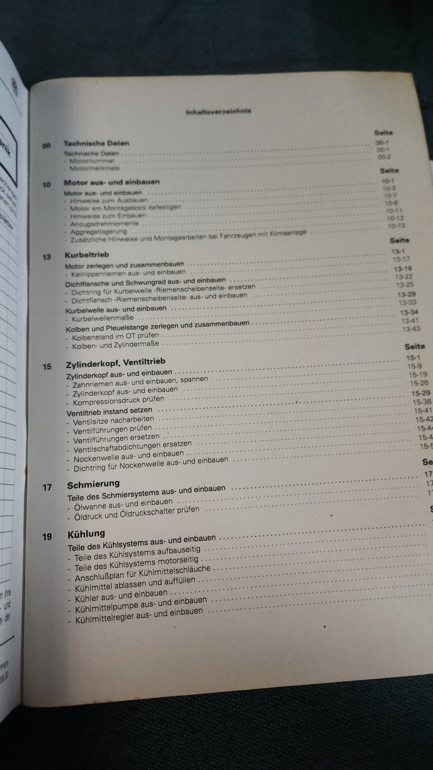Sharan ANU Motor Reparatzrleitfaden Werkstattbuch