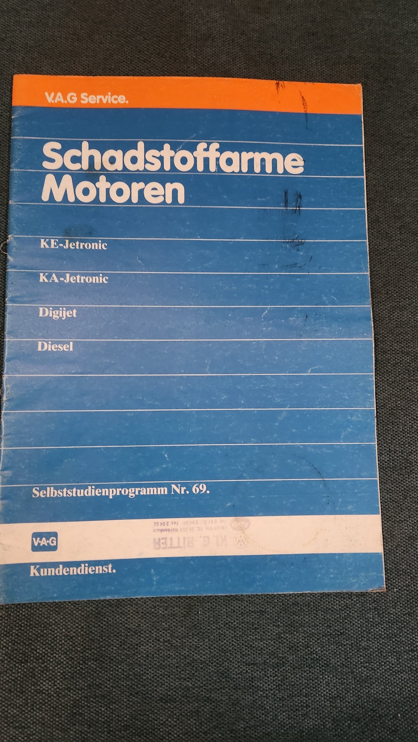 Low-emission engines KE/KA Jetronic Digijet Diesel Self-study program No. 69 Repair manual Workshop manual