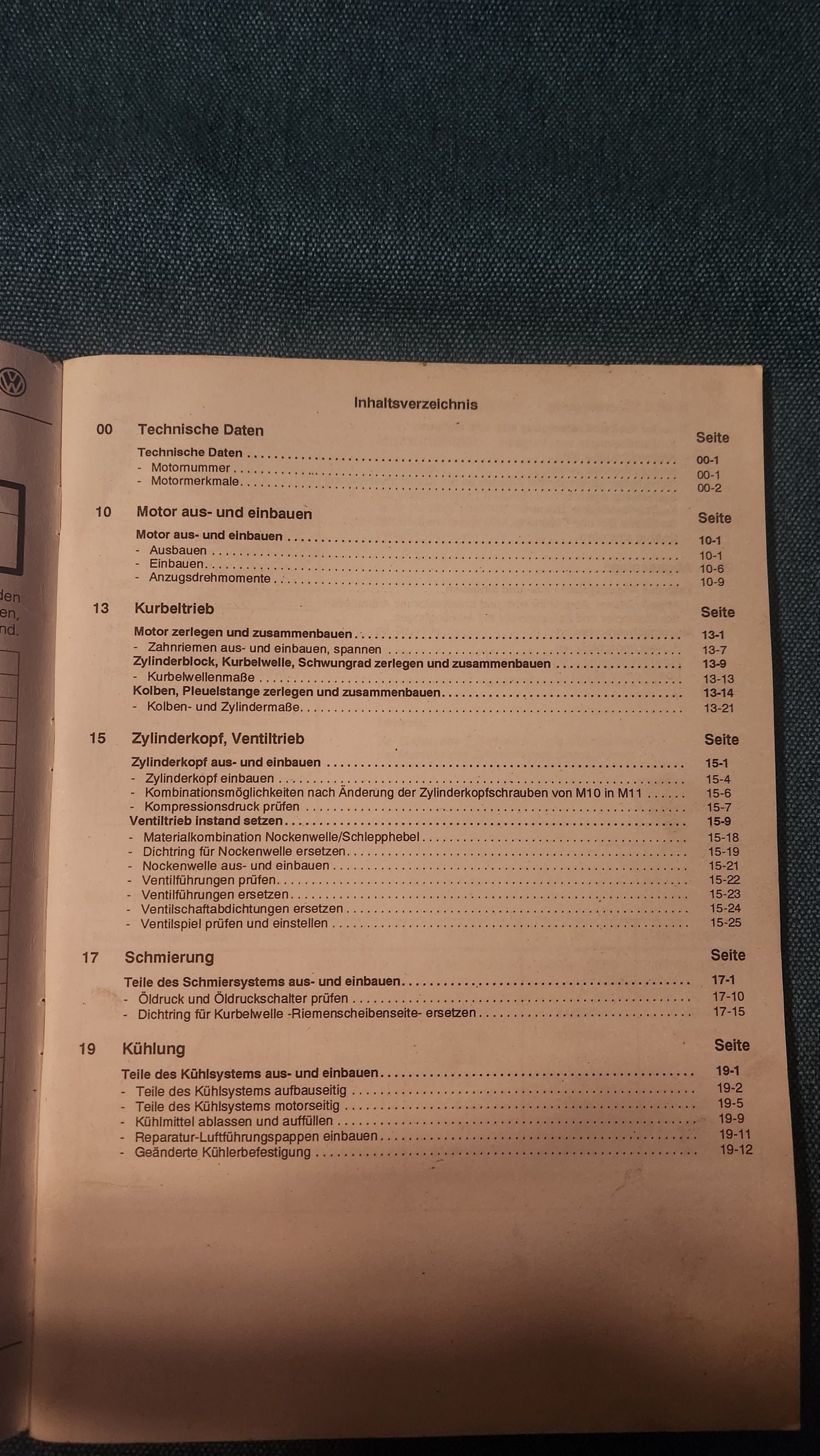 Golf 1/Jetta 1/ Scirocco 1/2 FA FJ GF GG GS HK Motor Reparaturleitfaden Werkstattbuch
