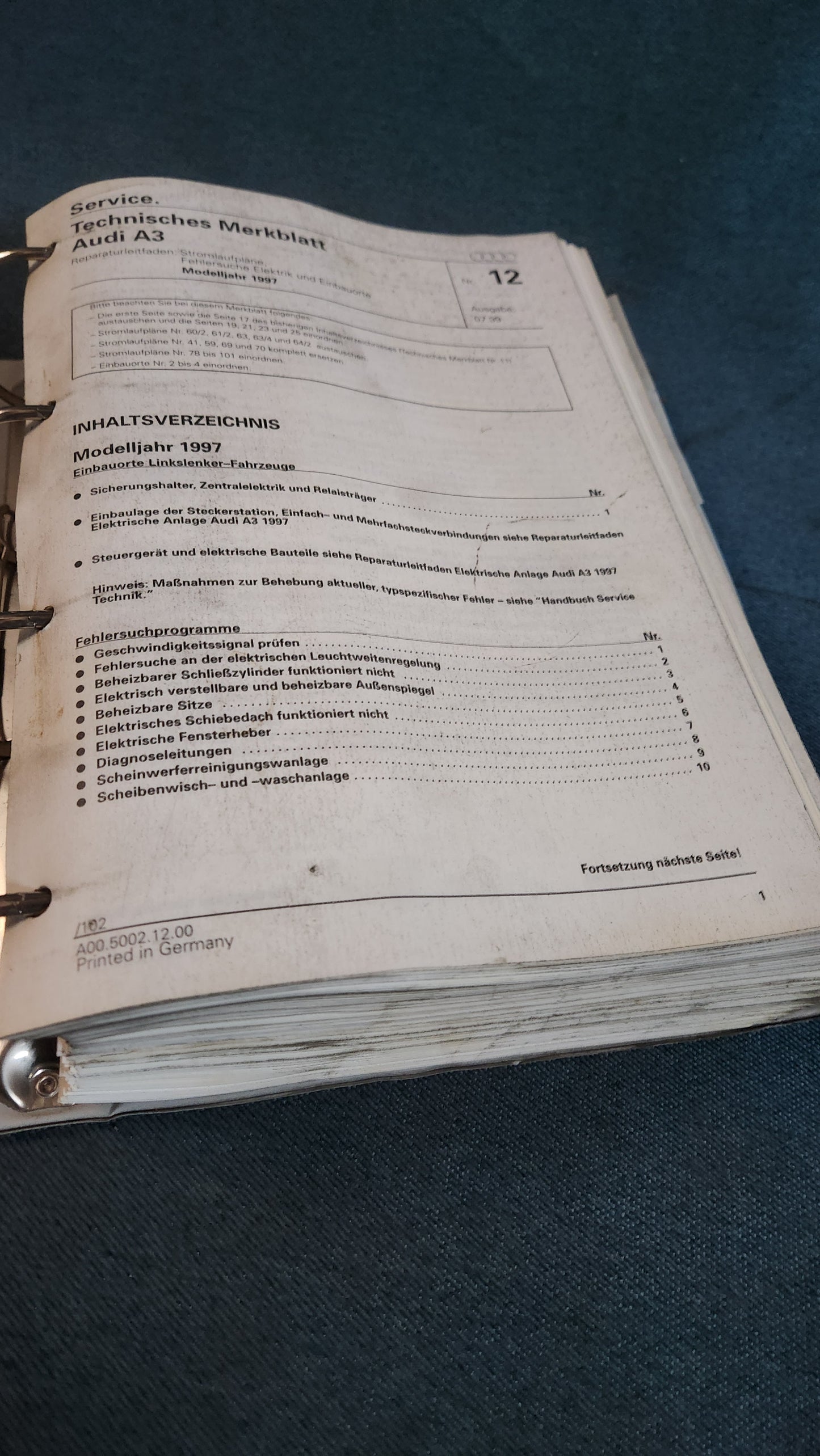 Audi A3 Stromlaufpläne Reparaturleitfaden Werkstattbuch