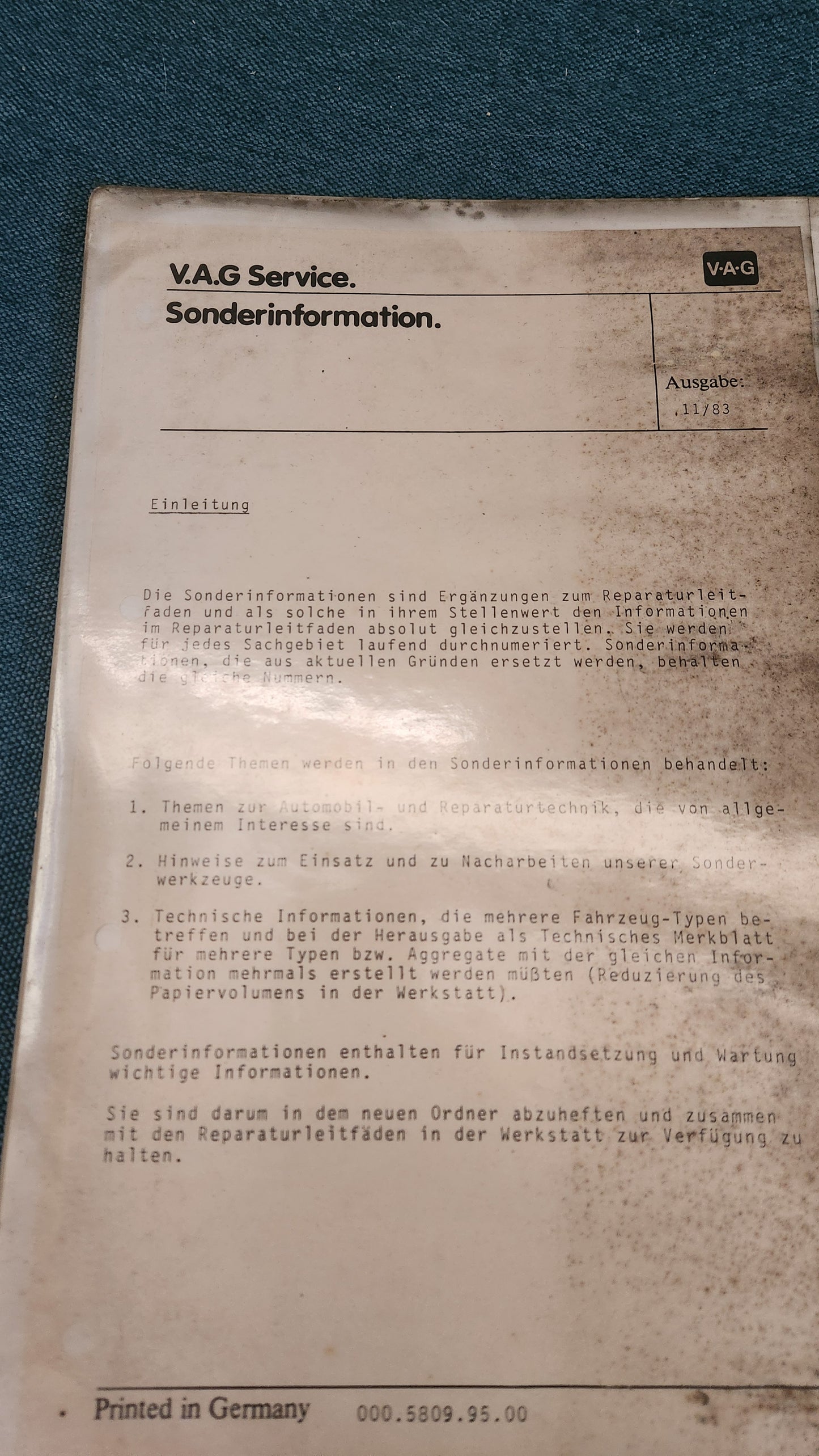 Vw Sonderinformation Reparaturleitfaden Werkstattbuch