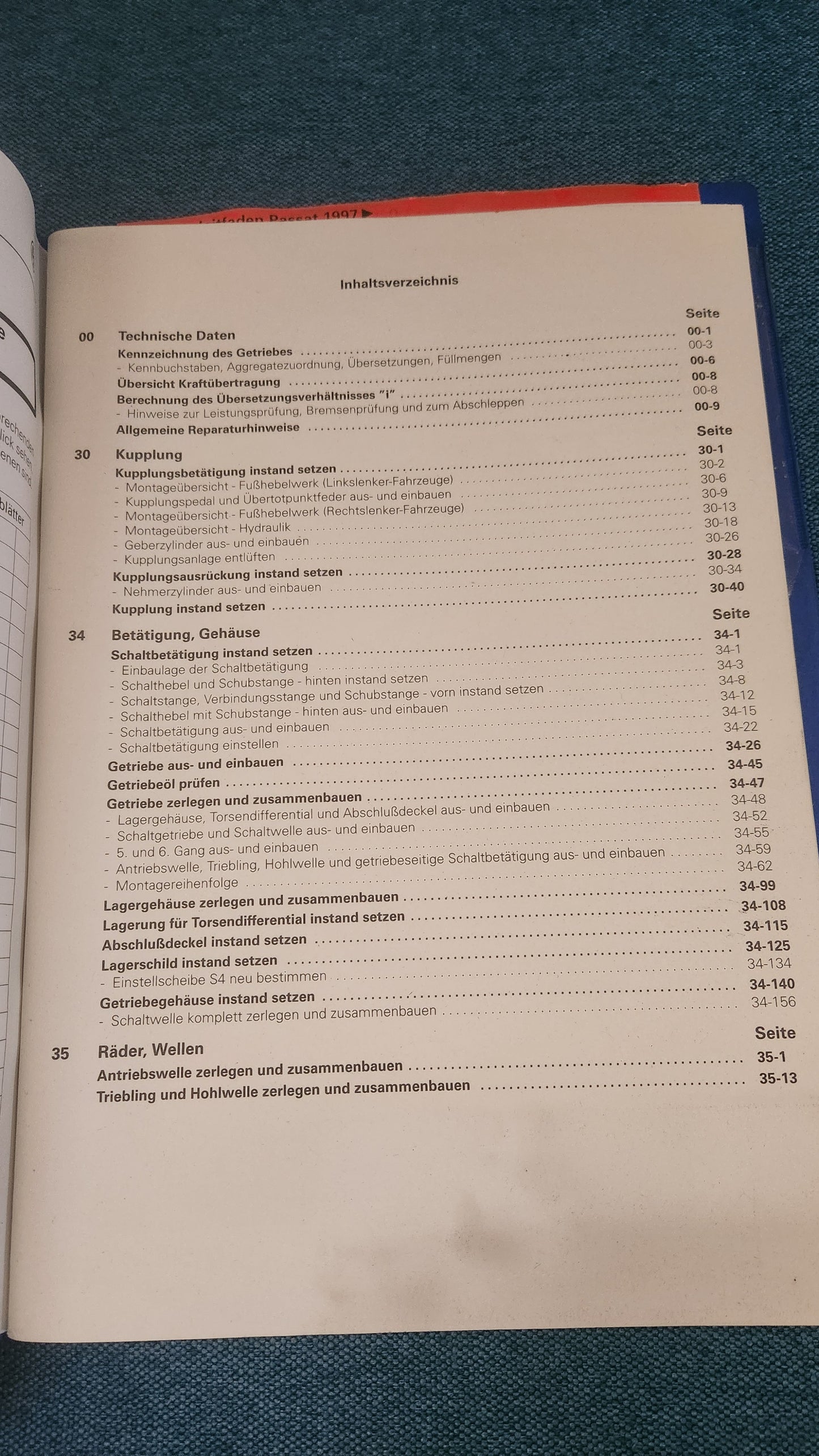 Passat 3B/BG 6-Speed Manual Gearbox 01E All-Wheel Drive Repair Manual Workshop Book
