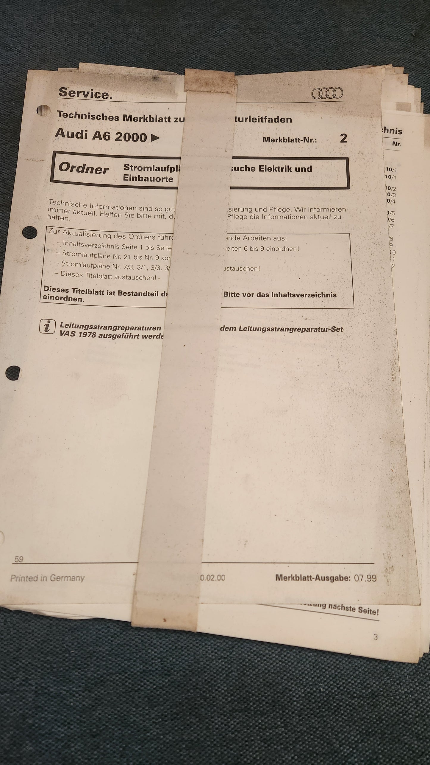 Audi A6 C5 Stromlaufpläne Nachtrag Reparaturleitfaden Werkstattbuch