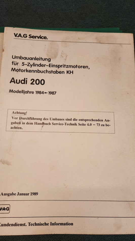 Audi 100/200 C3 MC KH 2.2 Turbo Motor Reparaturleitfaden Werkstattbuch