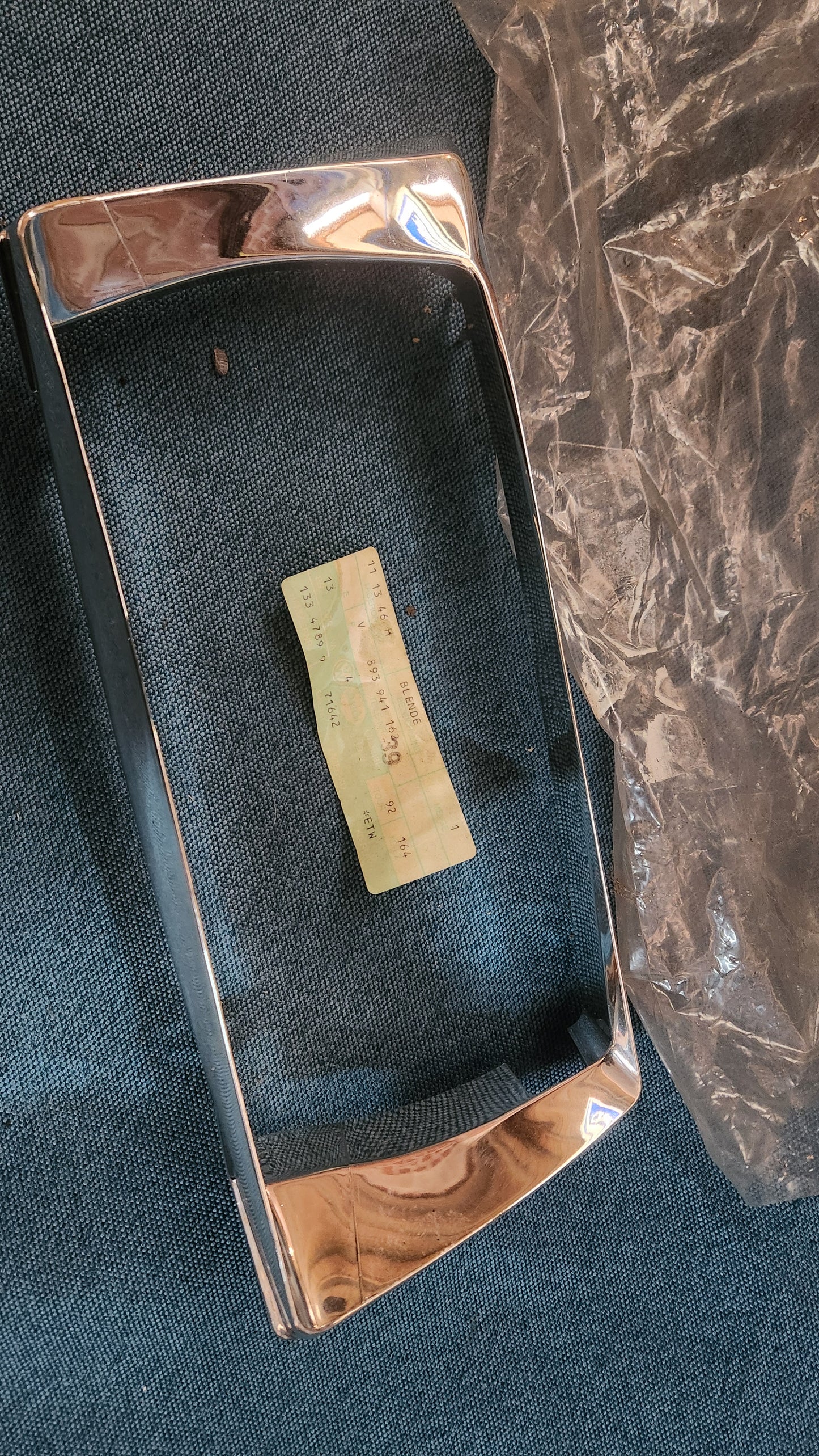 Audi 80 B3 Type 89 Headlight Cover Right Chrome 893941162 Nos A3