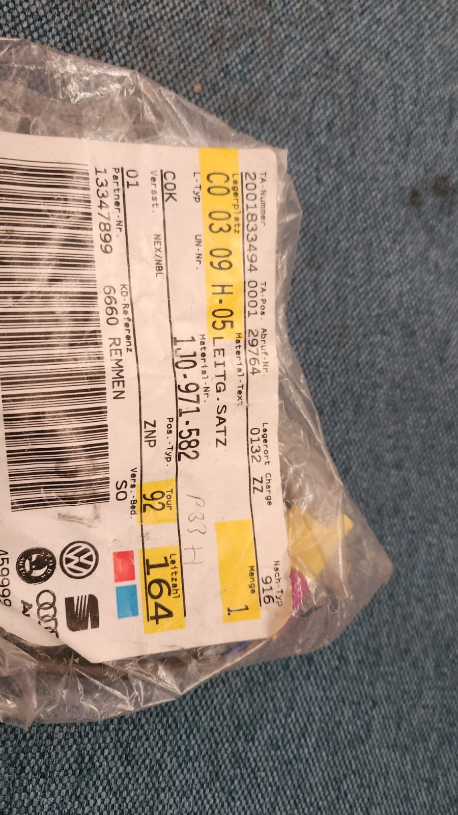 Airbag wiring harness adapter kit for Golf 4, Audi A6, C5, A3, NOS 1J0971582 A3