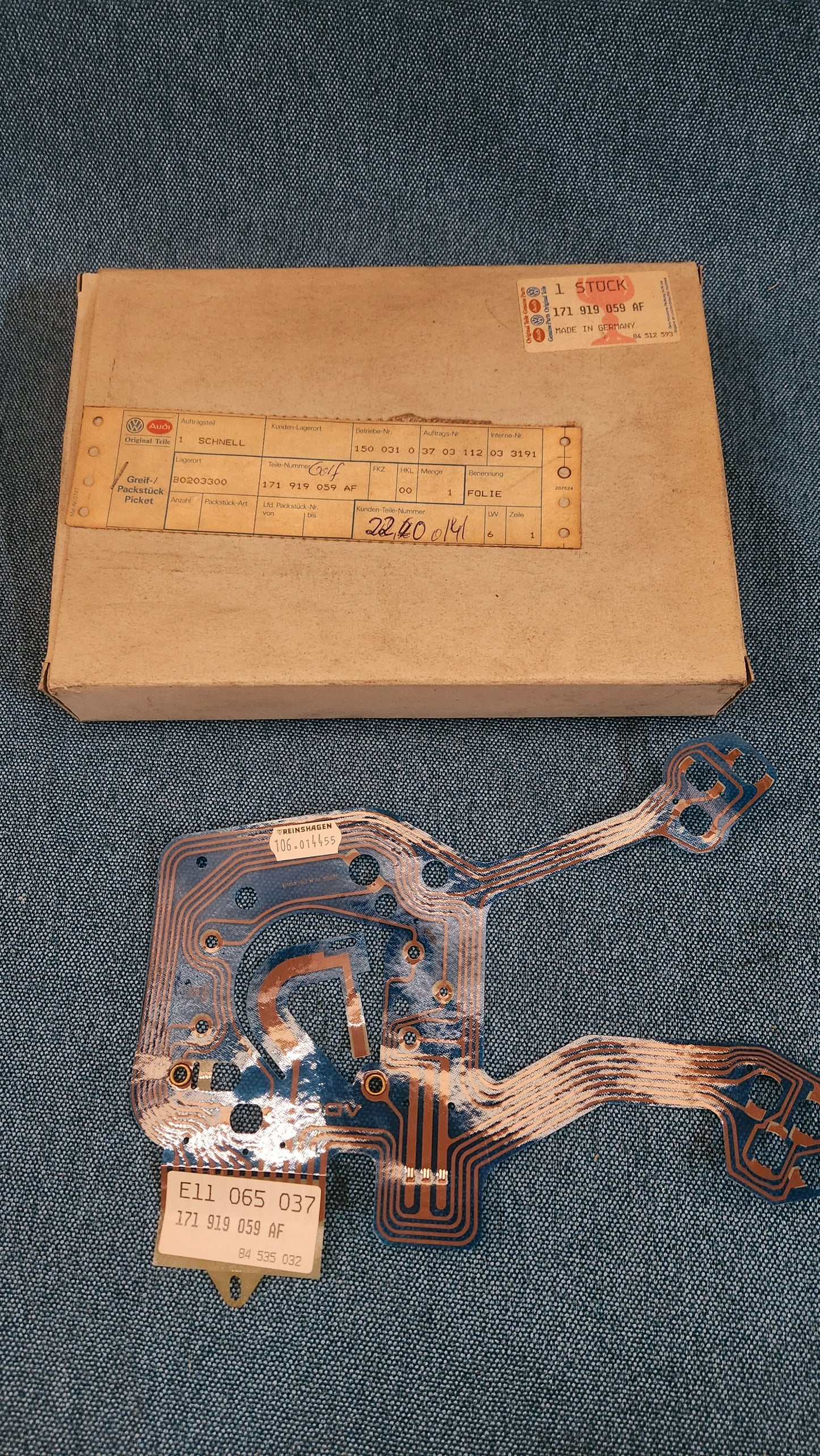 Speedometer film conductor foil Golf/Jetta 1 171919059AF Nos F4