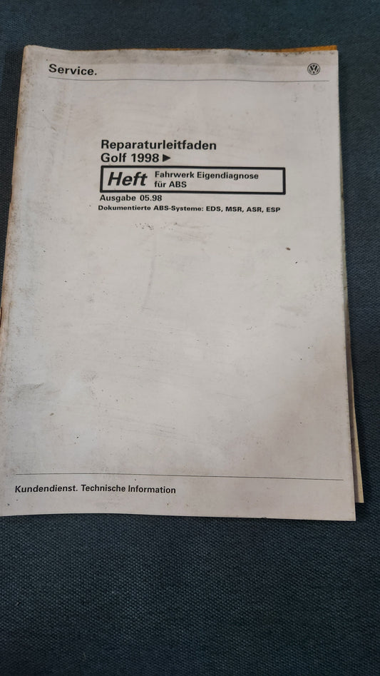 Golf 4 Fahrwerk Eigendiagnose für ABS EDS Reparaturleitfaden Werkstattbuch