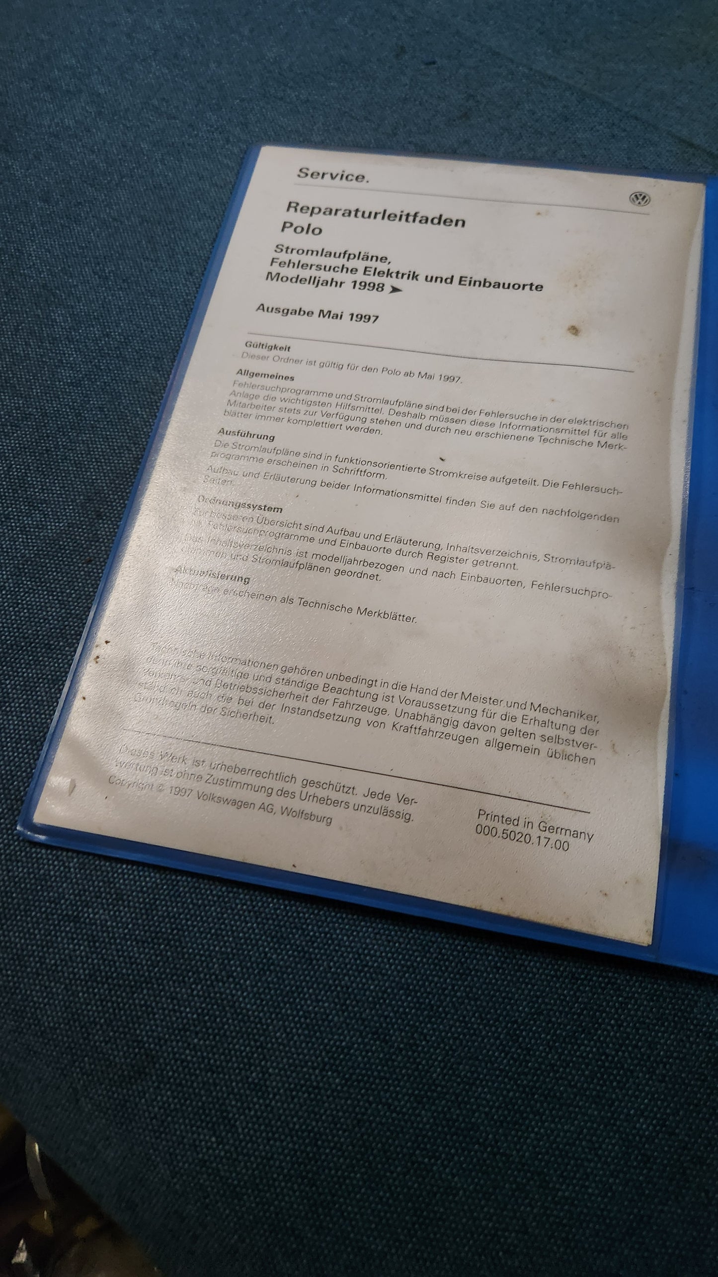 Polo 6N Typ3 Werkstattordner Reparaturleitfaden