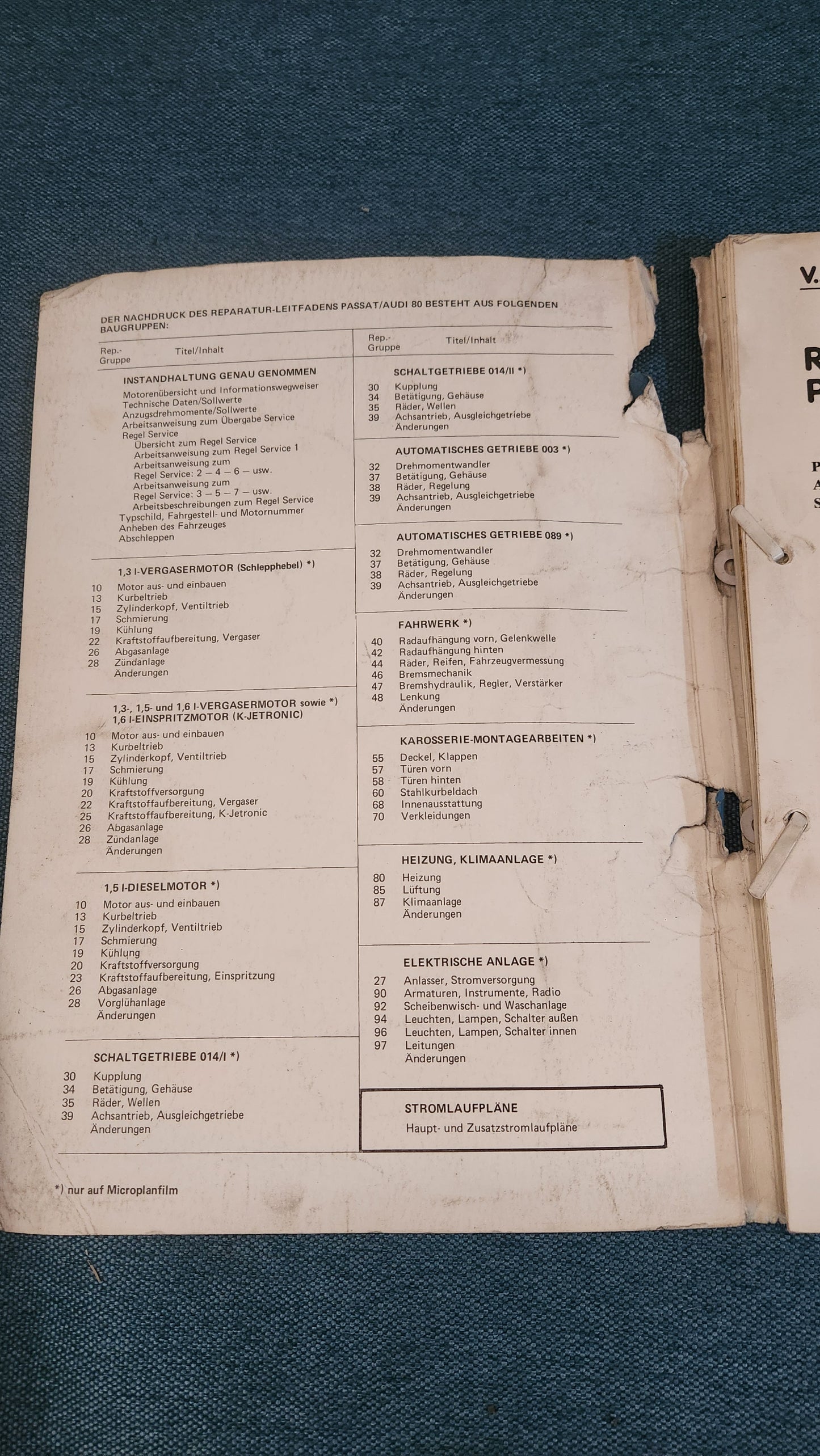 Passat B1 Audi 80 B1 Wiring Diagrams Repair Manual Workshop Manual