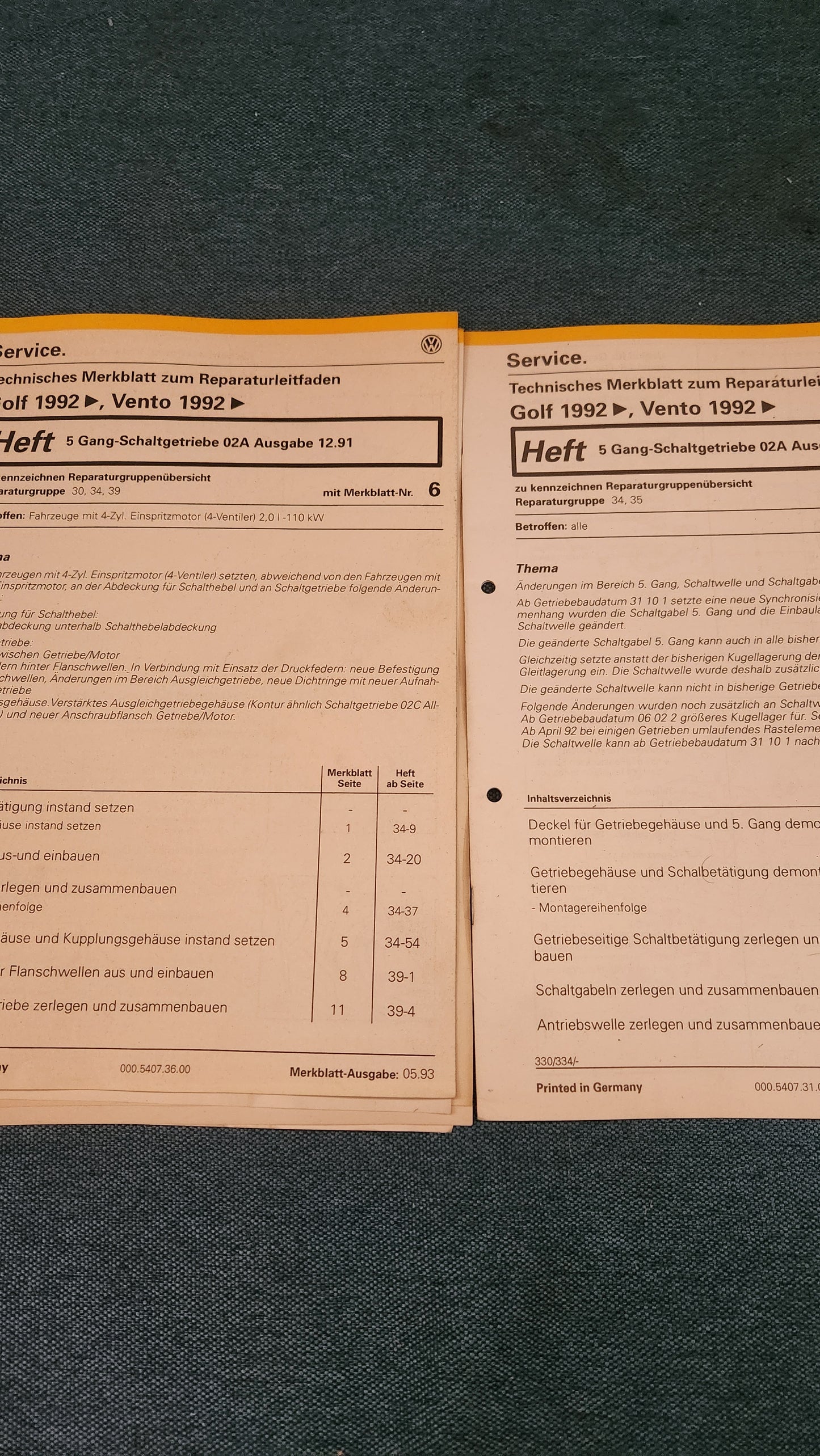 Golf 3/Vento Schaltgetriebe 02A Reparaturleitfaden Werkstattbuch