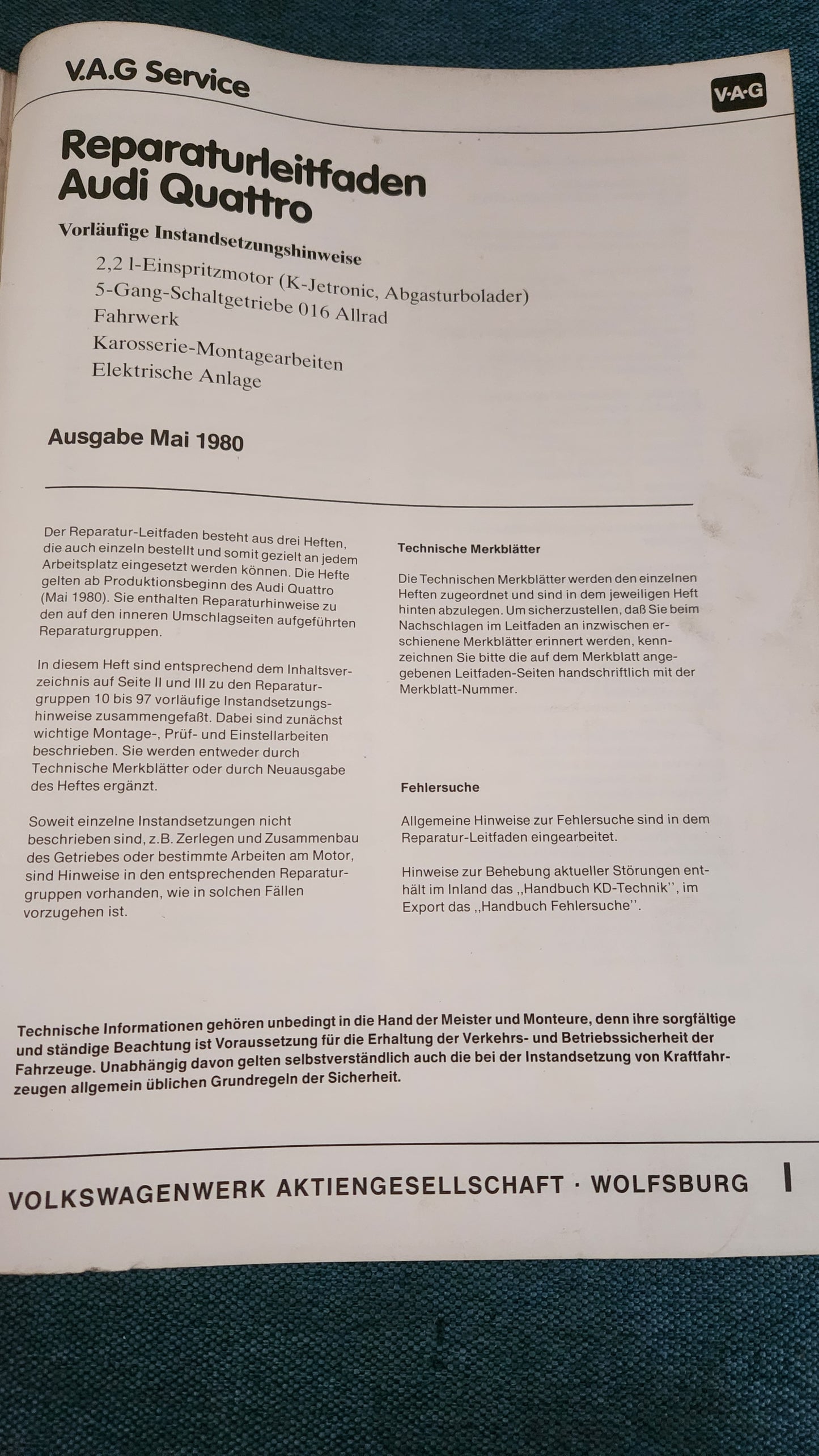 Audi Quattro 80/90 B2 Reparaturleitfaden Werkstattbuch Selten