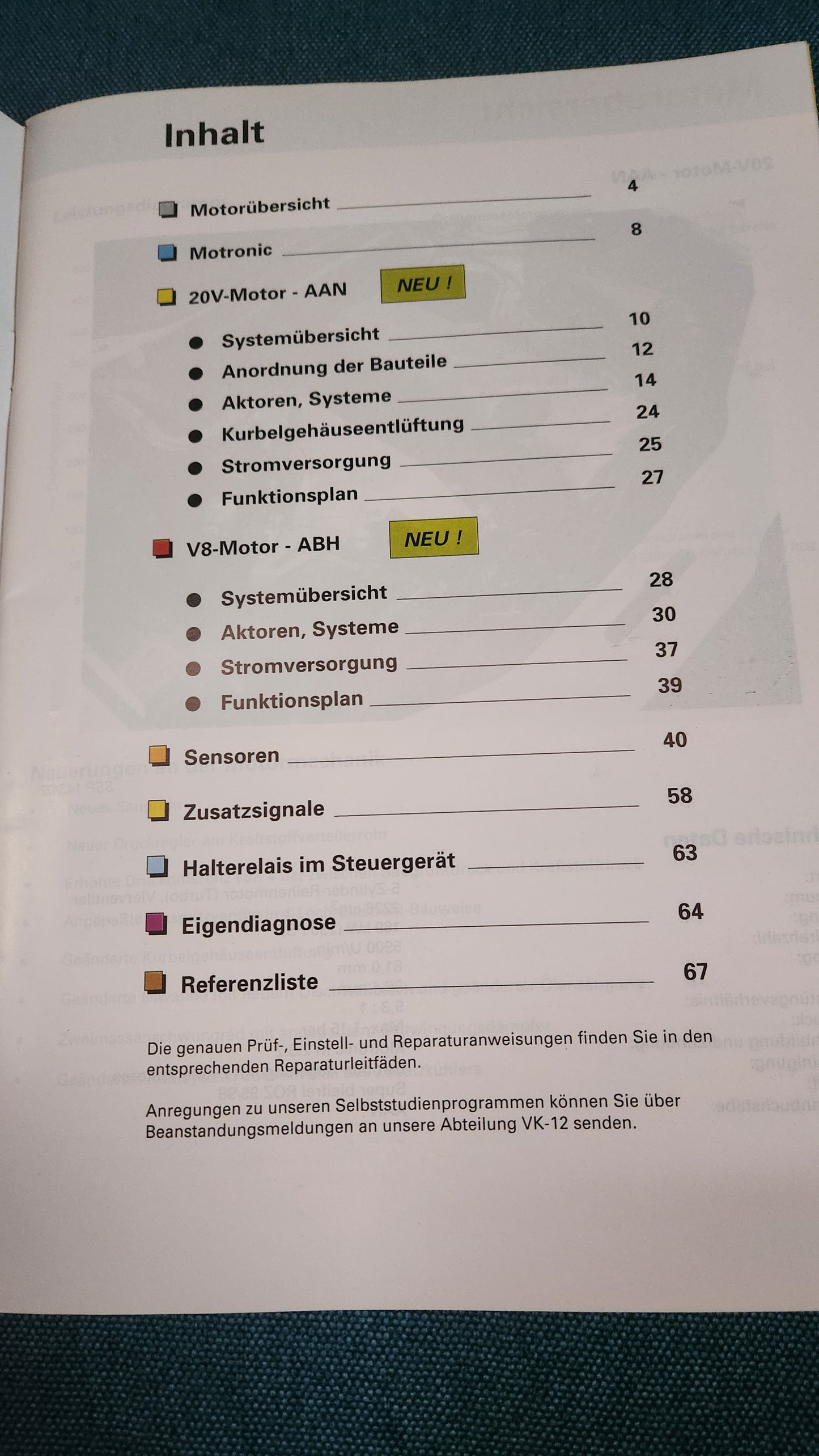 Motoronic 92 20v-Motor/V8-Motor  Selbststudienpogramm Nr.143 Werkstattbuch Reparaturleitfaden