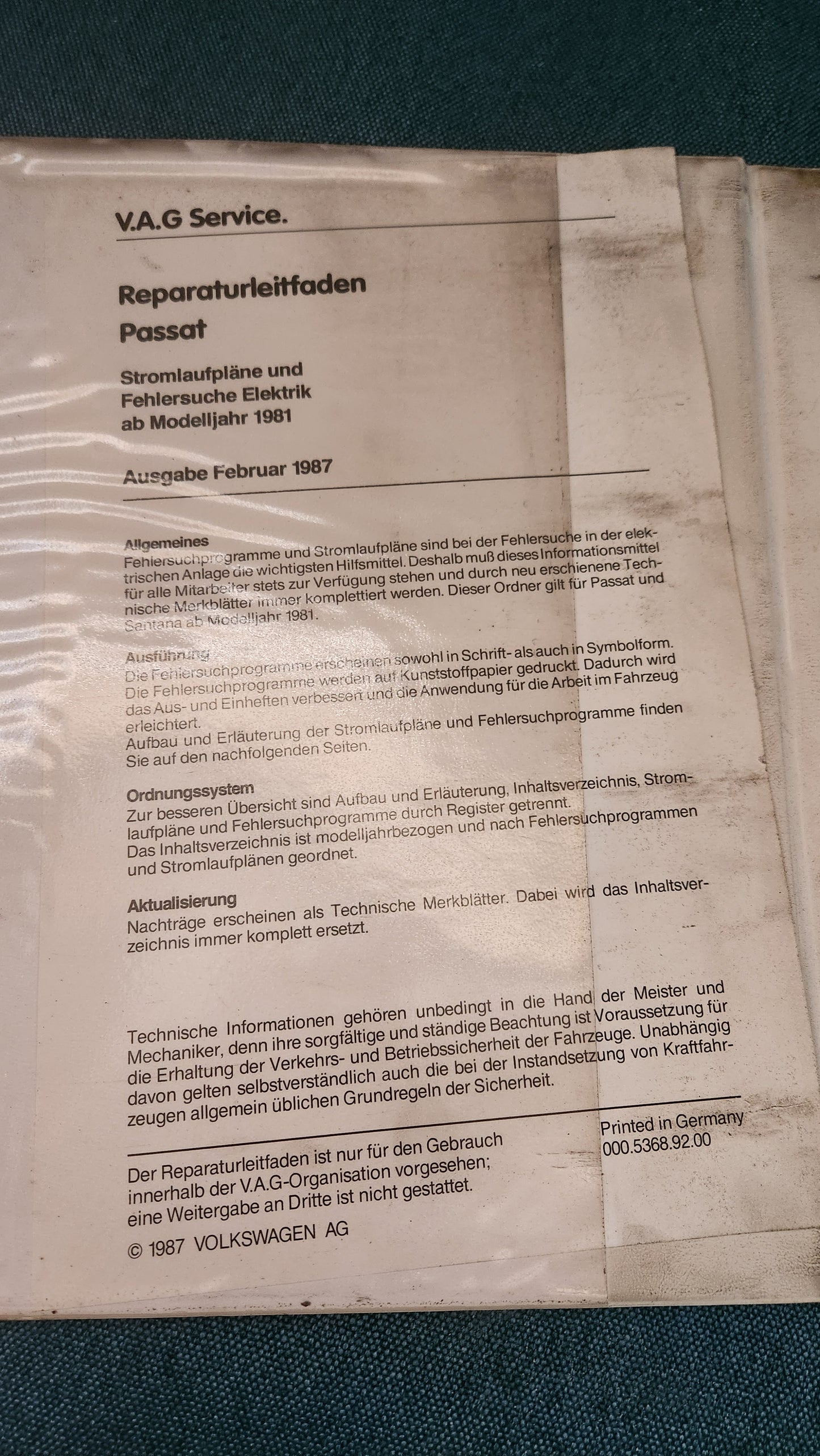 Repair manual, workshop manual
