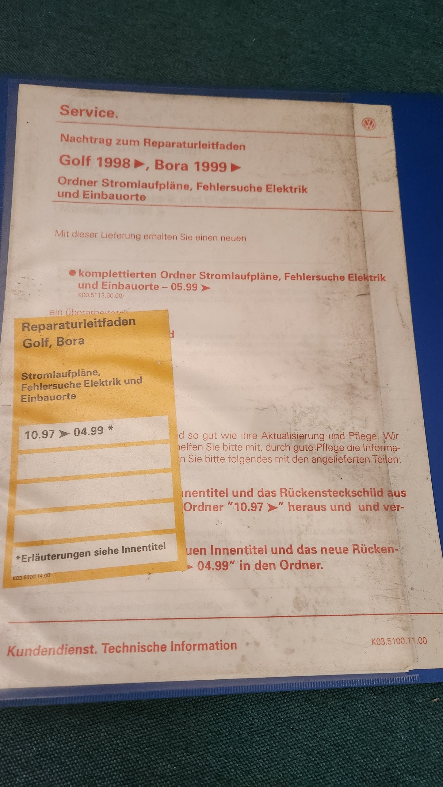 Golf 4/Bora Stromlaufpläne Reparaturleitfaden Werkstattbuch Z1