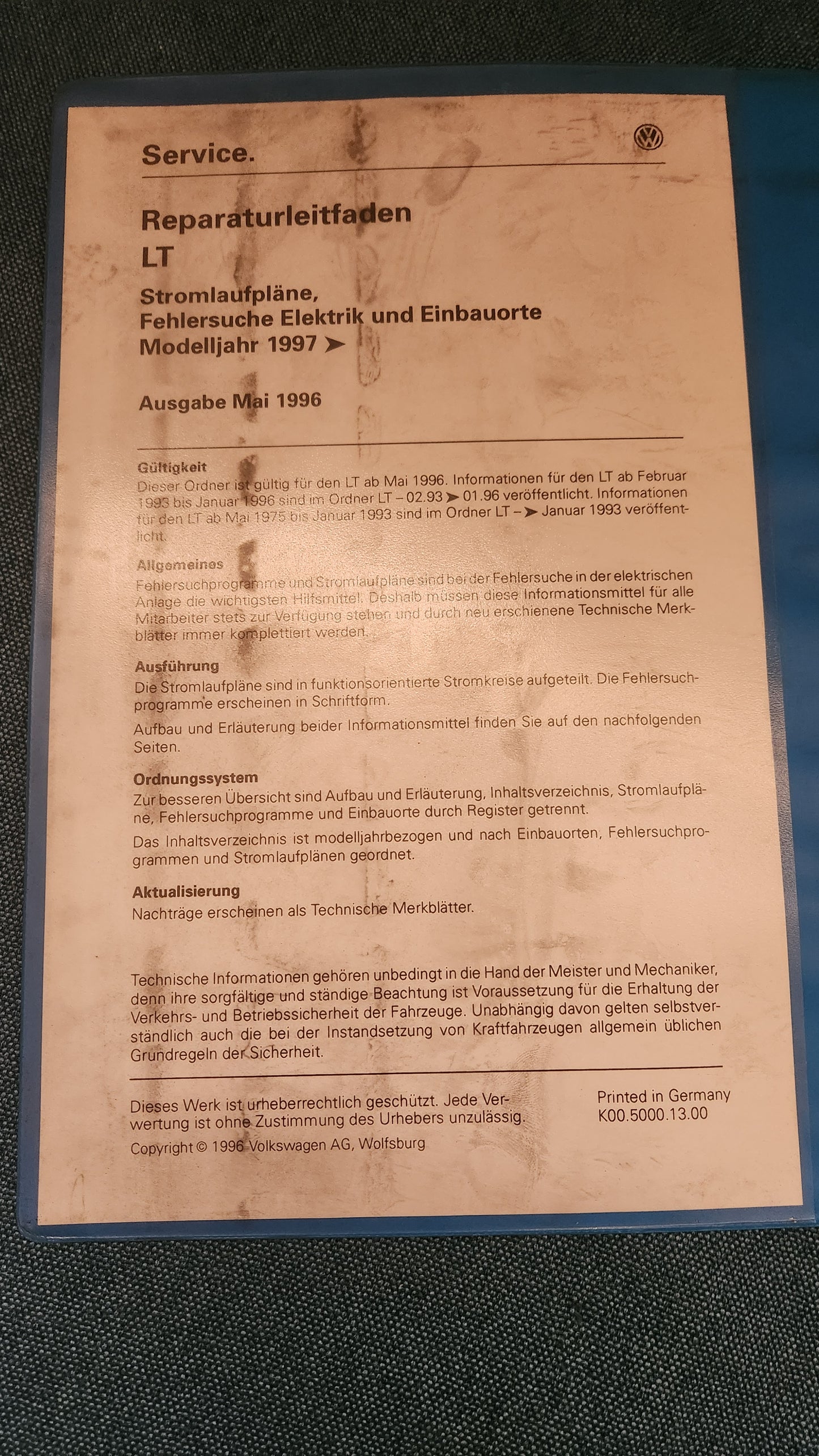 LT2 D Stromlaufpläne Reparaturleitfaden Werkstattbuch Z1