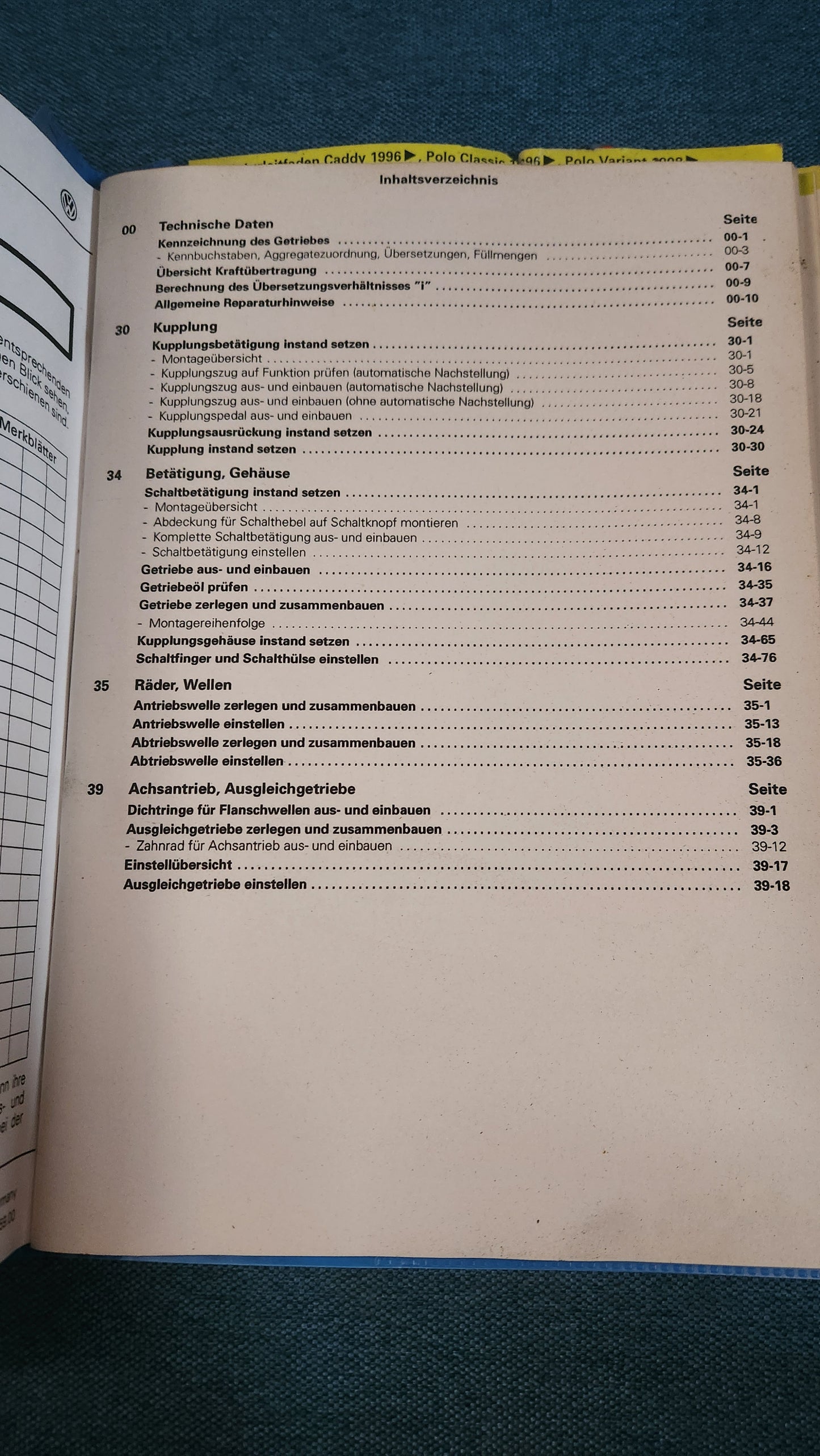 Polo 6N/Caddy9KV Reparaturleitfaden Werkstattbuch 5 Gang Schaltgetriebe 085