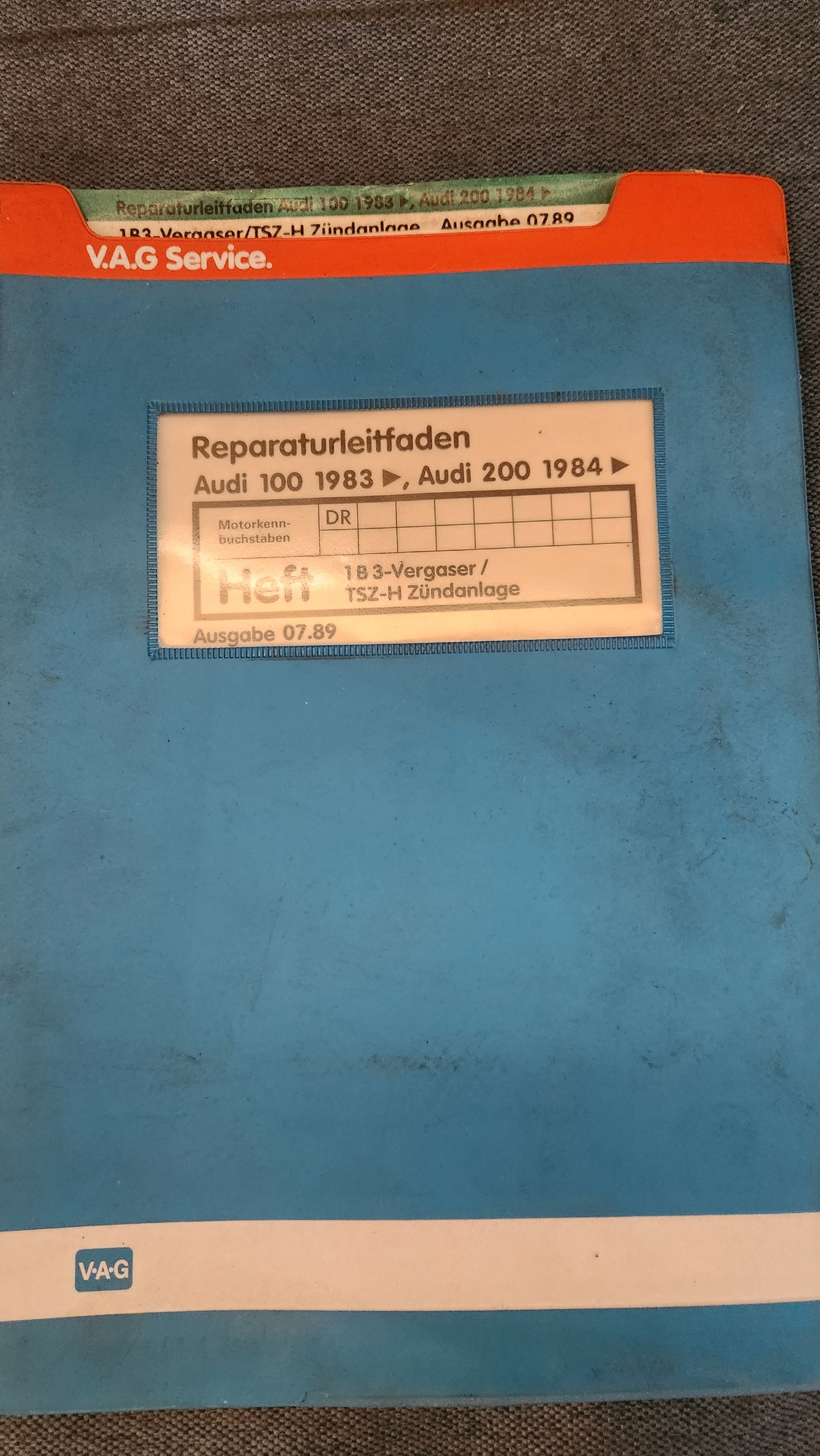 Audi 100/200 C3 DR Engine Repair Manual Workshop Manual