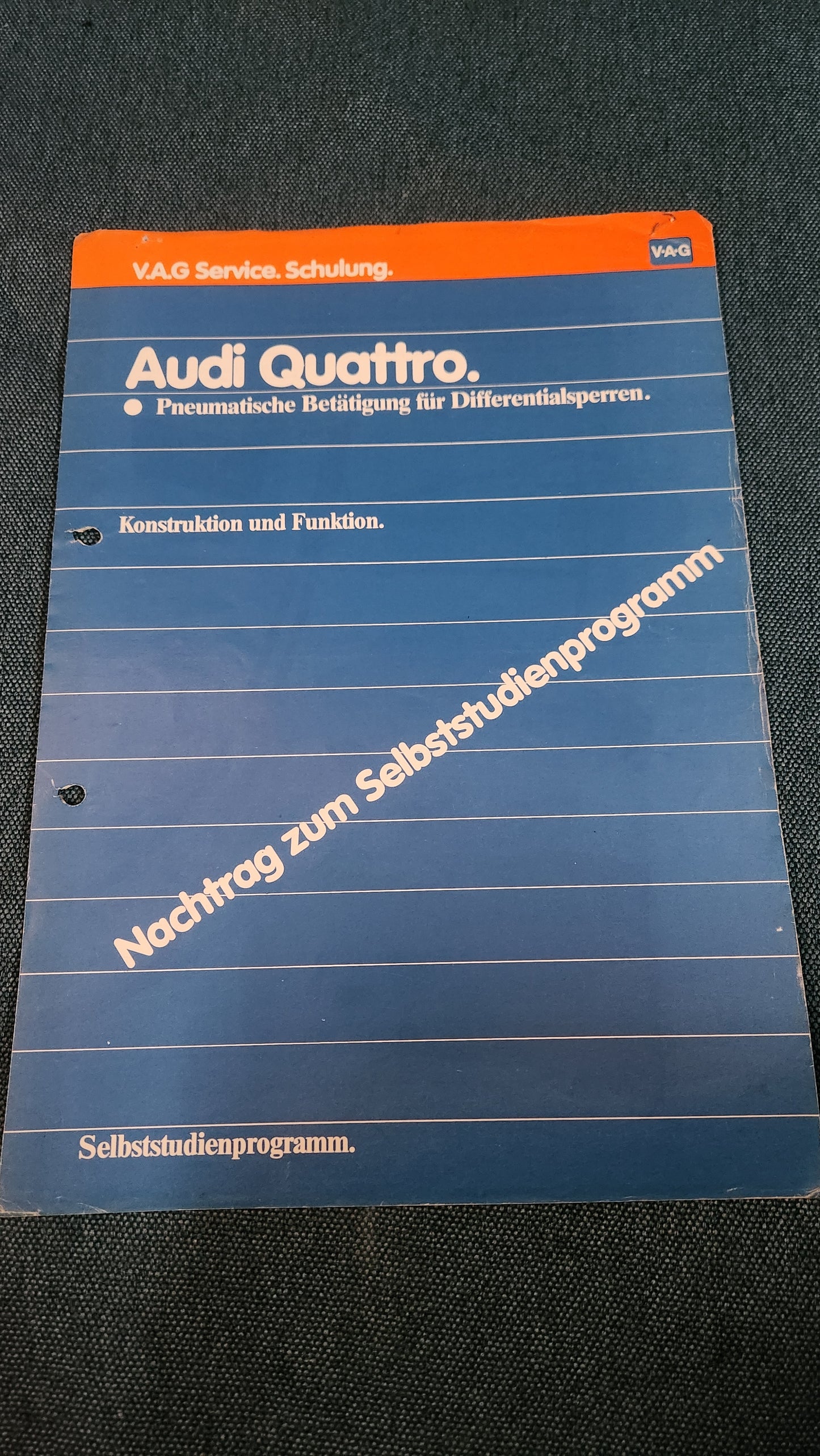 Audi 80/100 Type 85 B2 C3 Quattro Pneumatic Actuation for Differential Lock Self-Study Program Workshop Manual Repair Guide